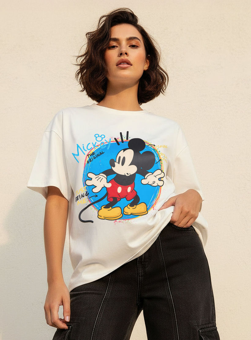 Mickey Mouse Cotton T-shirt-women-clothing-tshirts-image-1