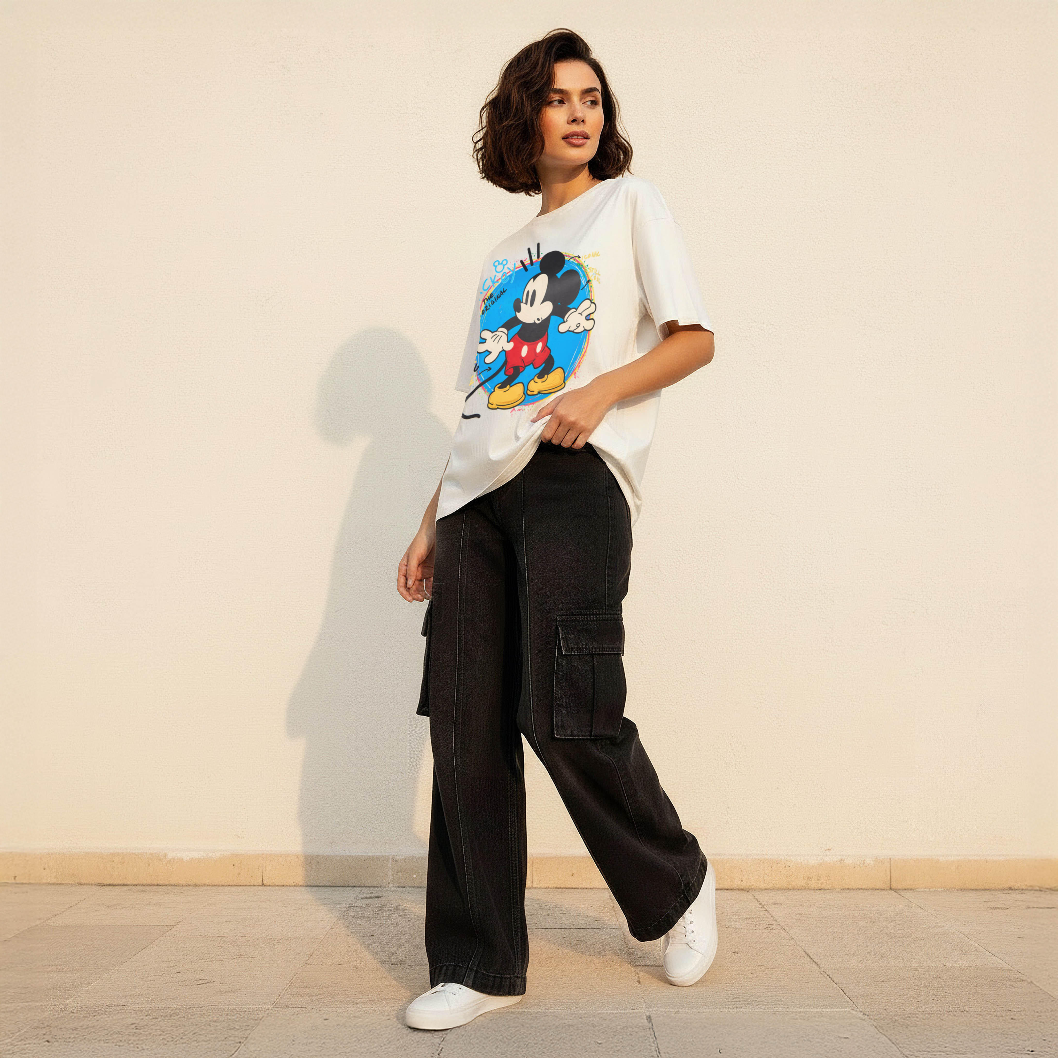 Mickey Mouse Cotton T-shirt-women-clothing-tshirts-image-3