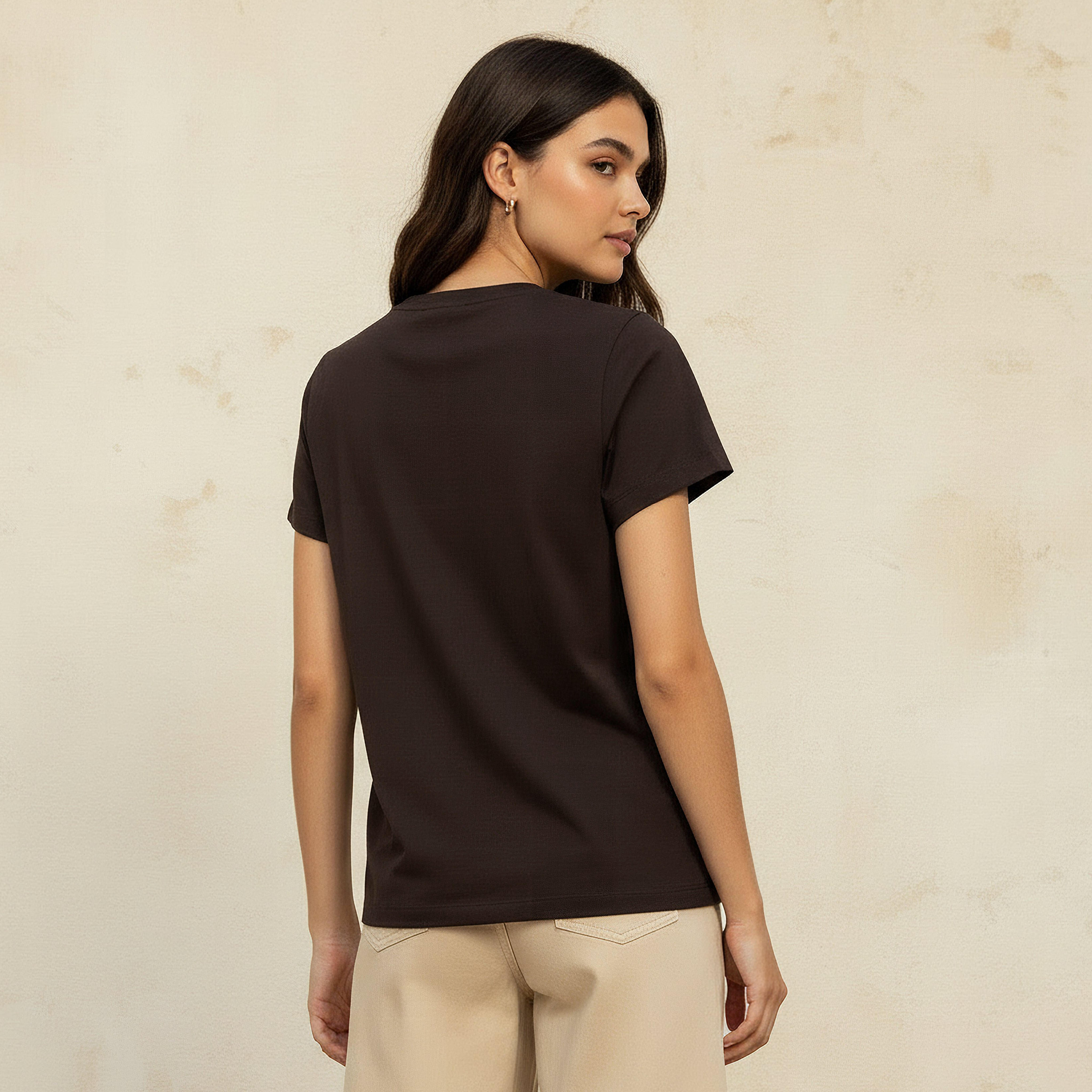 Cotton T-shirt with Stitch Applique Detail-women-clothing-tshirts-image-4