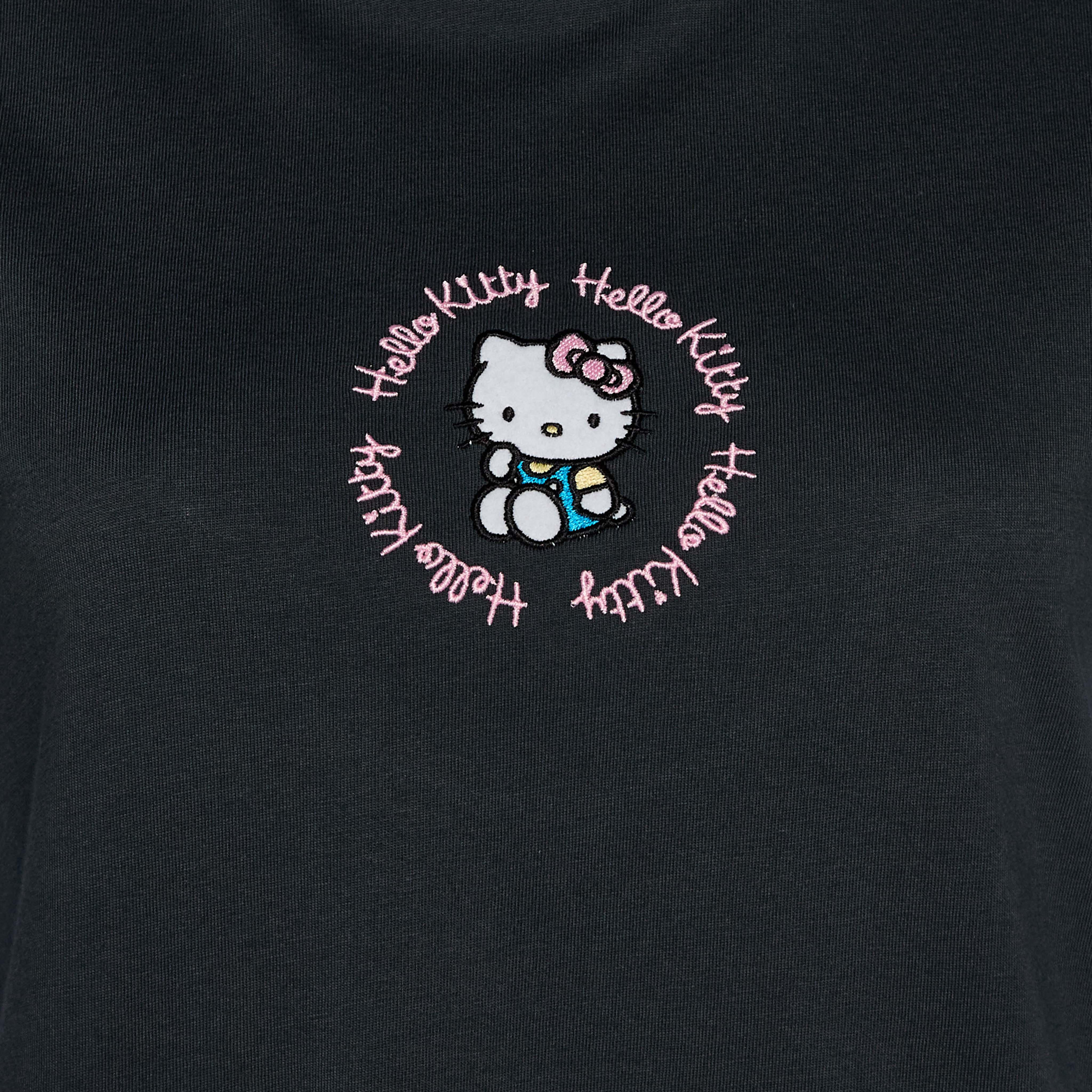 Cotton T-shirt with Hello Kitty Embroidery-women-clothing-tshirts-image-2