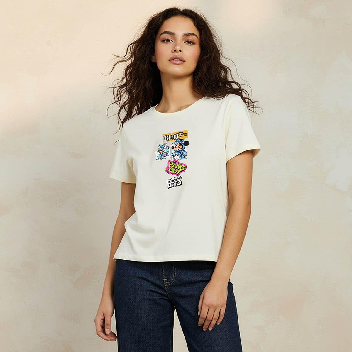 Cotton T-shirt with Minnie Mouse and Daisy Duck Print-women-clothing-tshirts-image-1