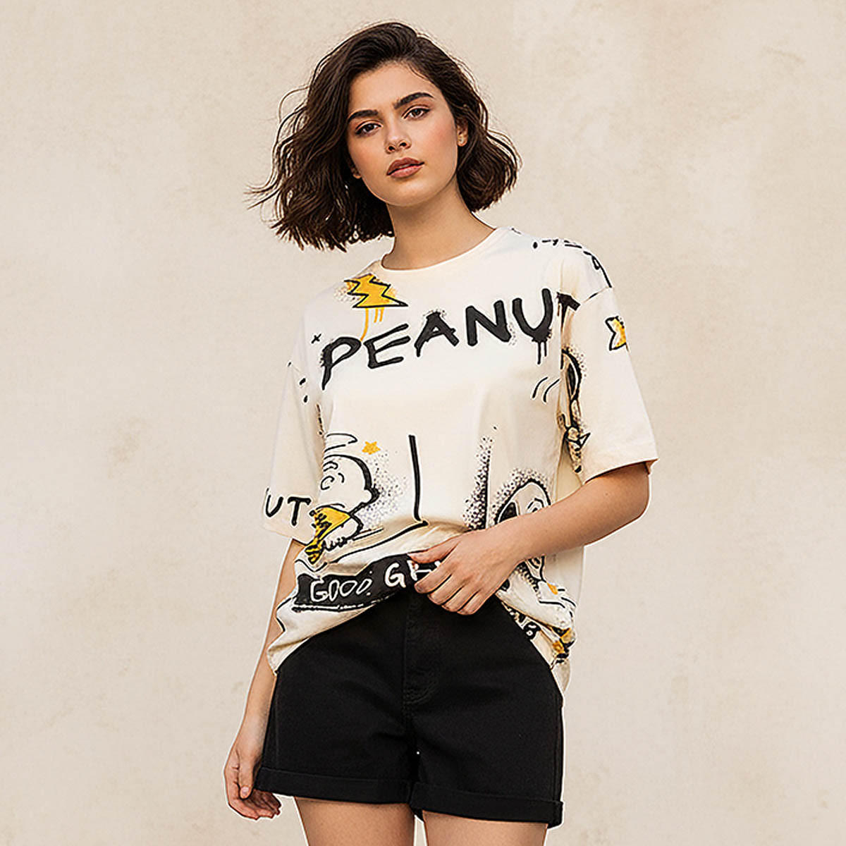 Peanuts Boxy Cotton T-shirt-women-clothing-tshirts-image-1