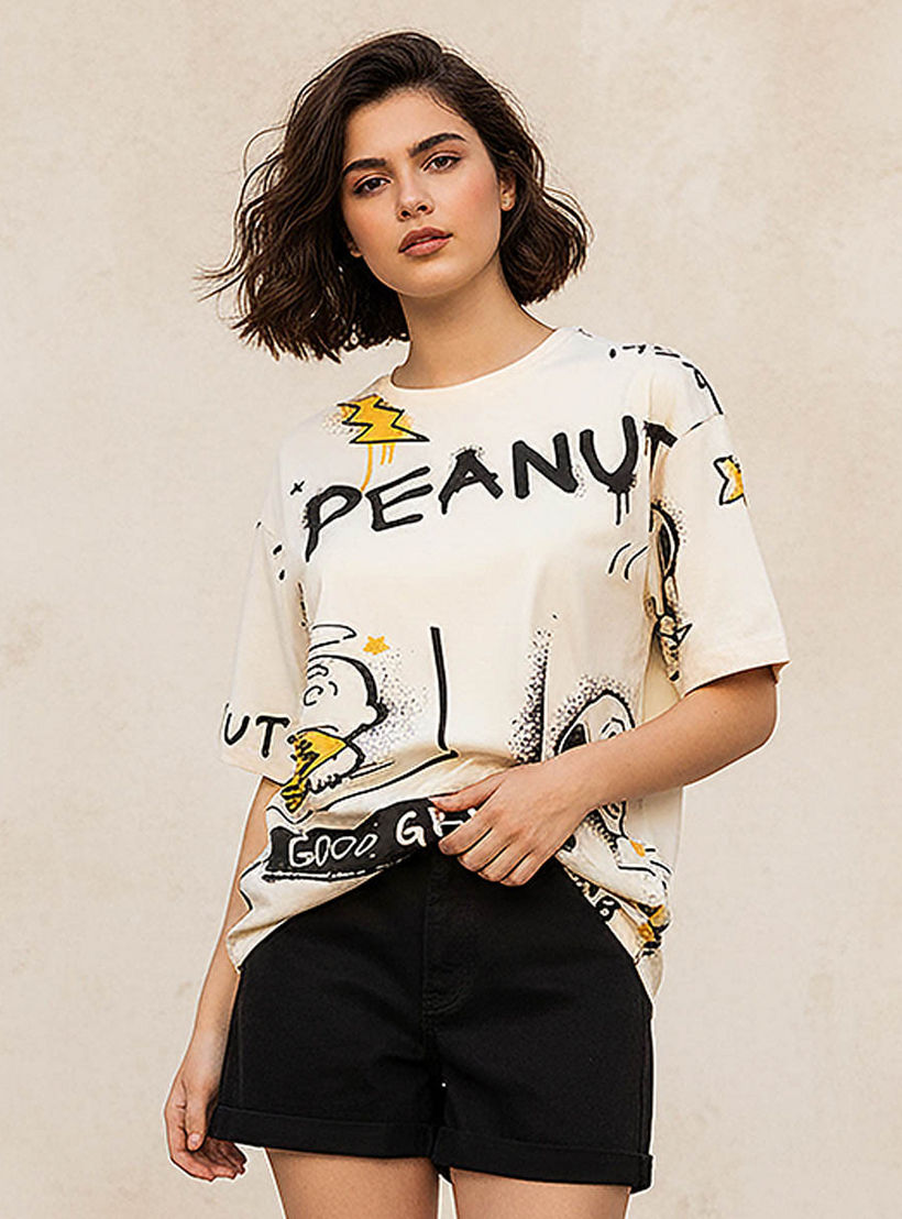 Peanuts Boxy Cotton T-shirt-women-clothing-tshirts-image-1