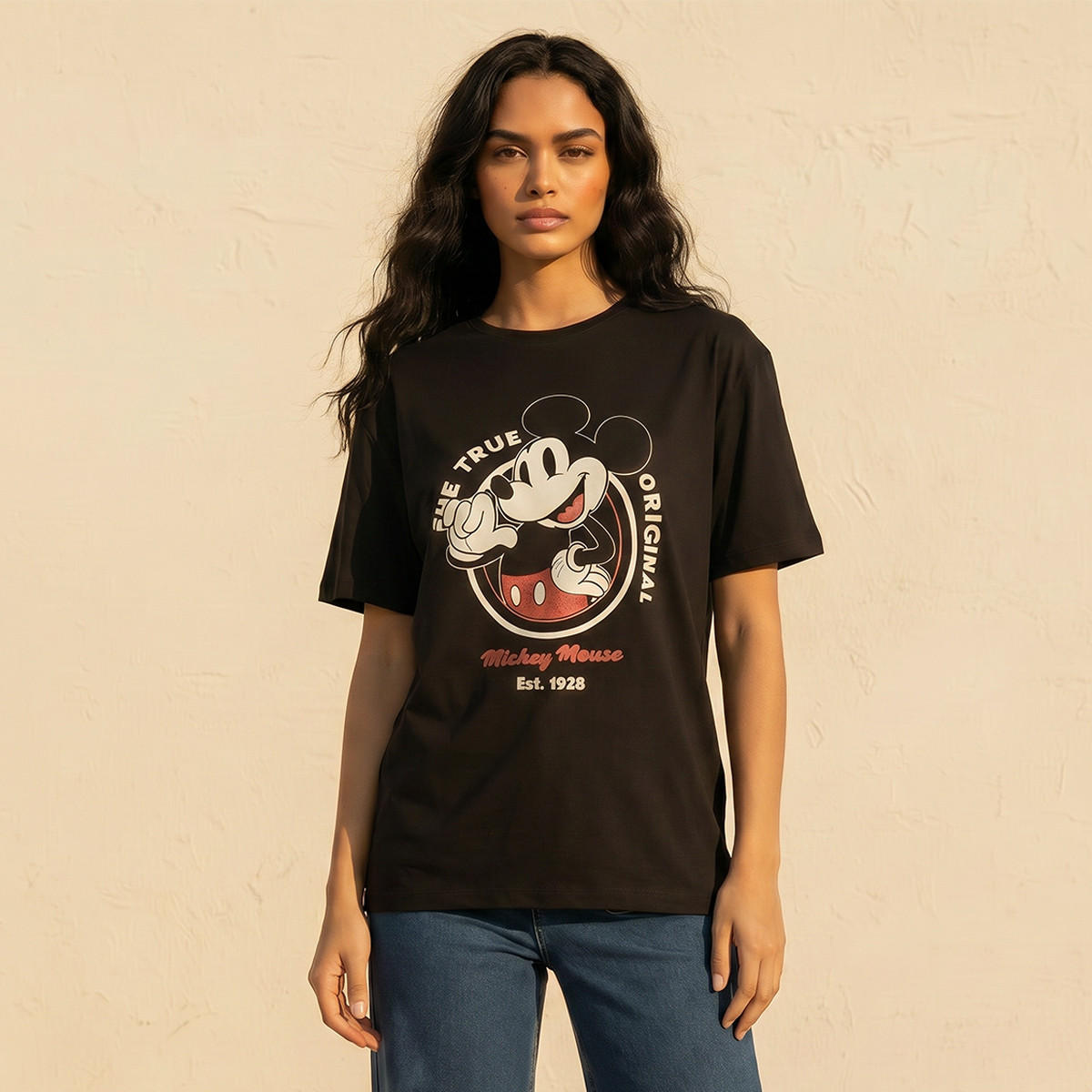 Mickey Mouse Boxy Fit Cotton T-shirt-women-clothing-tshirts-image-1