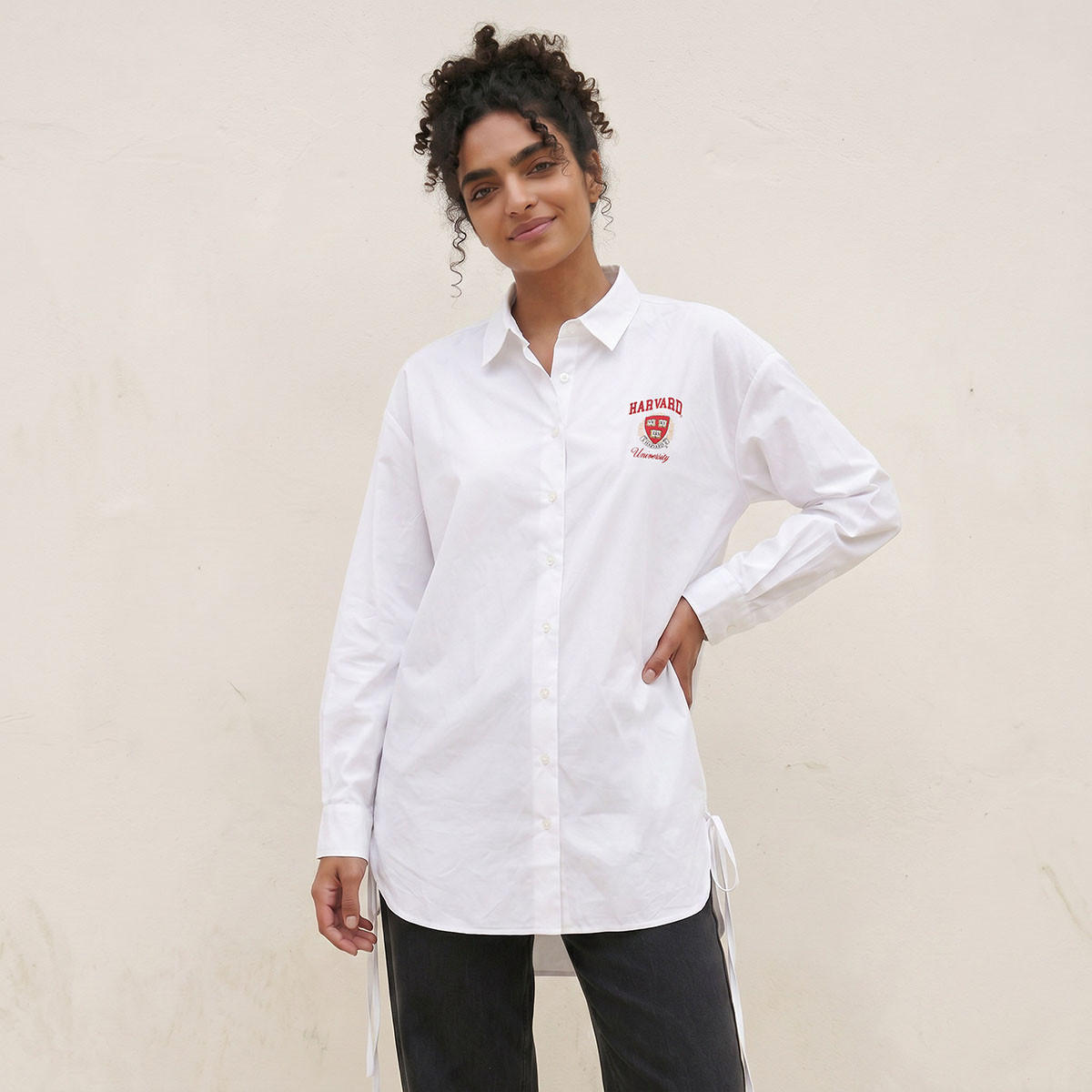 قميص قطني مع حافة عالية - منخفضة من هارفرد-women-clothing-shirtsandblouses-shirts-image-1