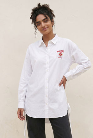 Harvard Cotton Shirt with High-Low Hemline-women-image-1