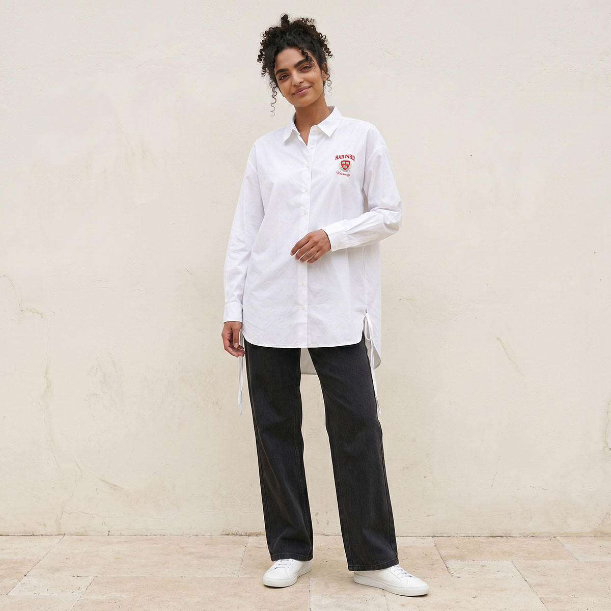 قميص قطني مع حافة عالية - منخفضة من هارفرد-women-clothing-shirtsandblouses-shirts-image-3