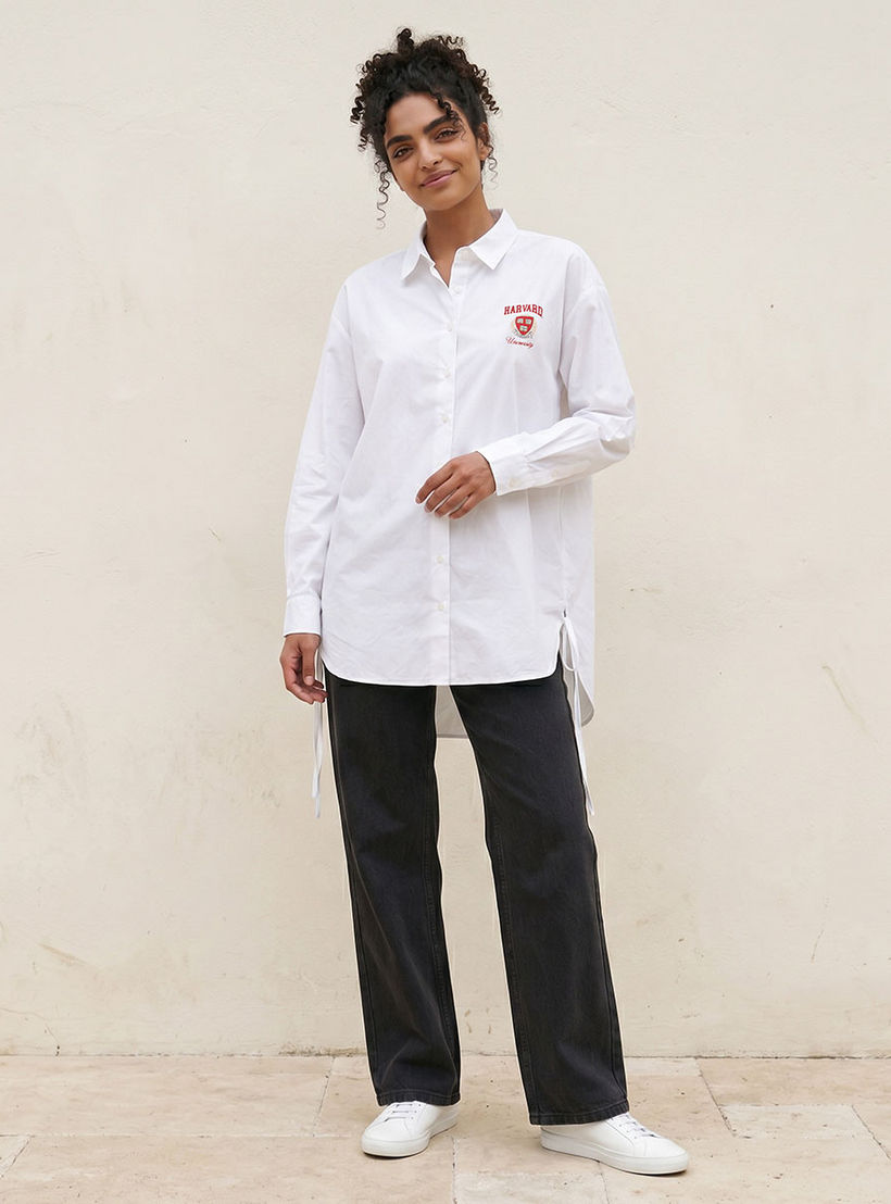 قميص قطني مع حافة عالية - منخفضة من هارفرد-women-clothing-shirtsandblouses-shirts-image-3