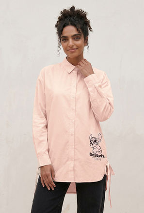 Stitch Cotton Shirt with High Low Hem-women-image-1