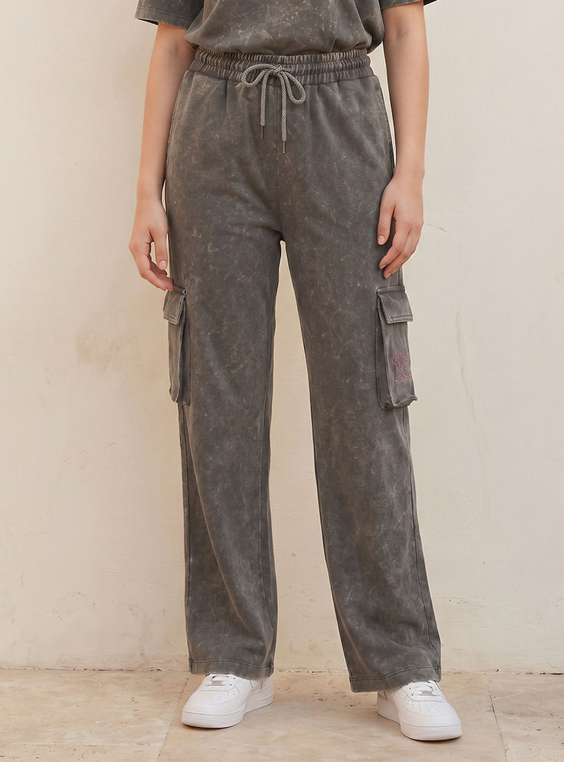University of Cambridge Regular Fit Cotton Cargo Pants Acid Wash-women-clothing-bottoms-joggers-image-1