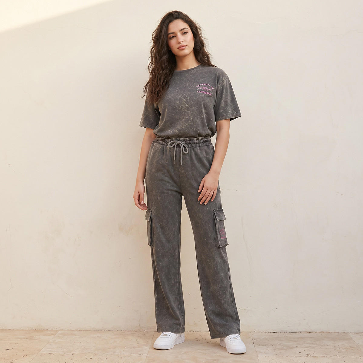 University of Cambridge Regular Fit Cotton Cargo Pants Acid Wash-women-clothing-bottoms-joggers-image-3