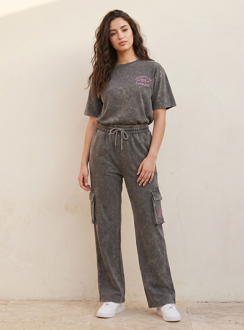 University of Cambridge Regular Fit Cotton Cargo Pants Acid Wash-women-clothing-bottoms-joggers-image-3