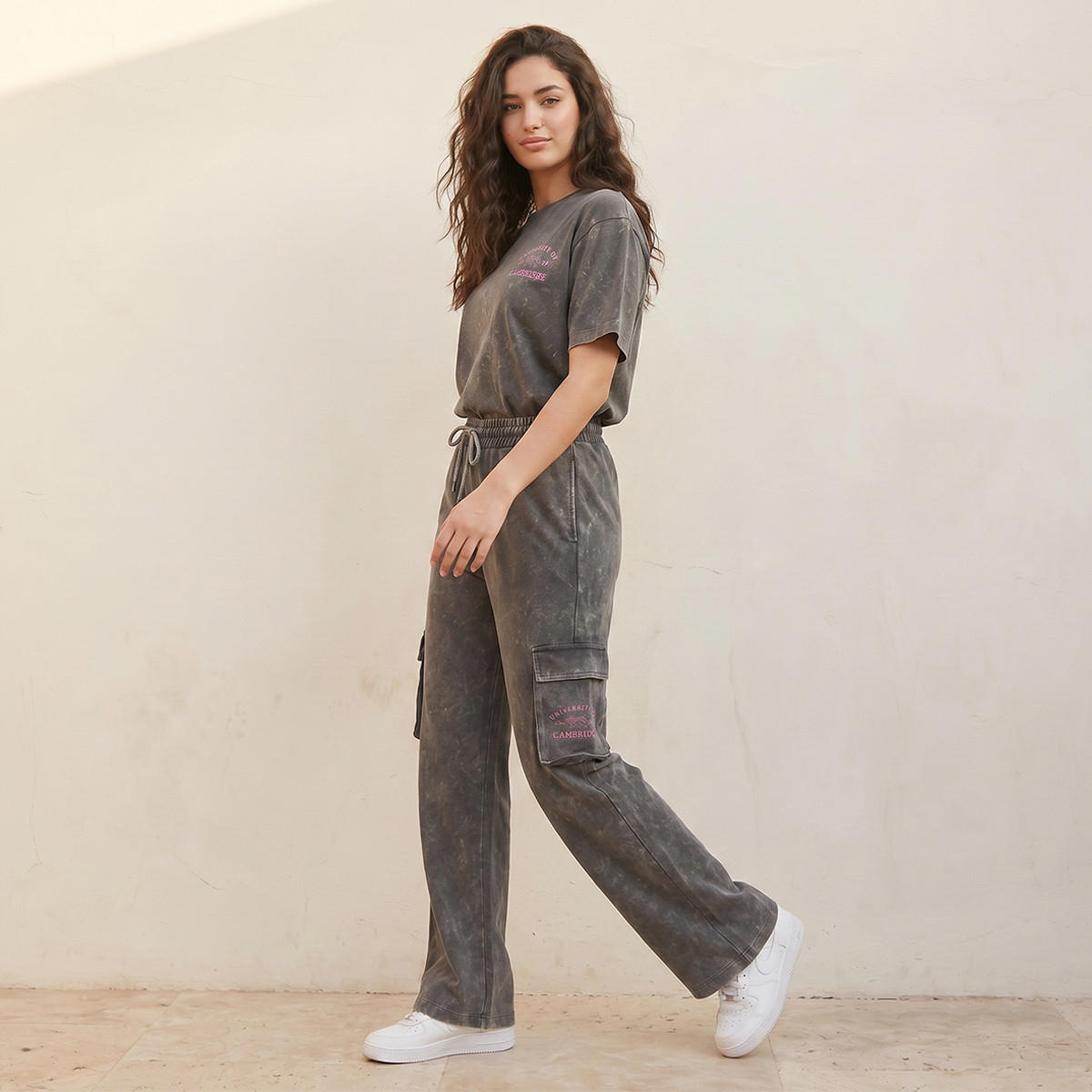 University of Cambridge Regular Fit Cotton Cargo Pants Acid Wash-women-clothing-bottoms-joggers-image-5