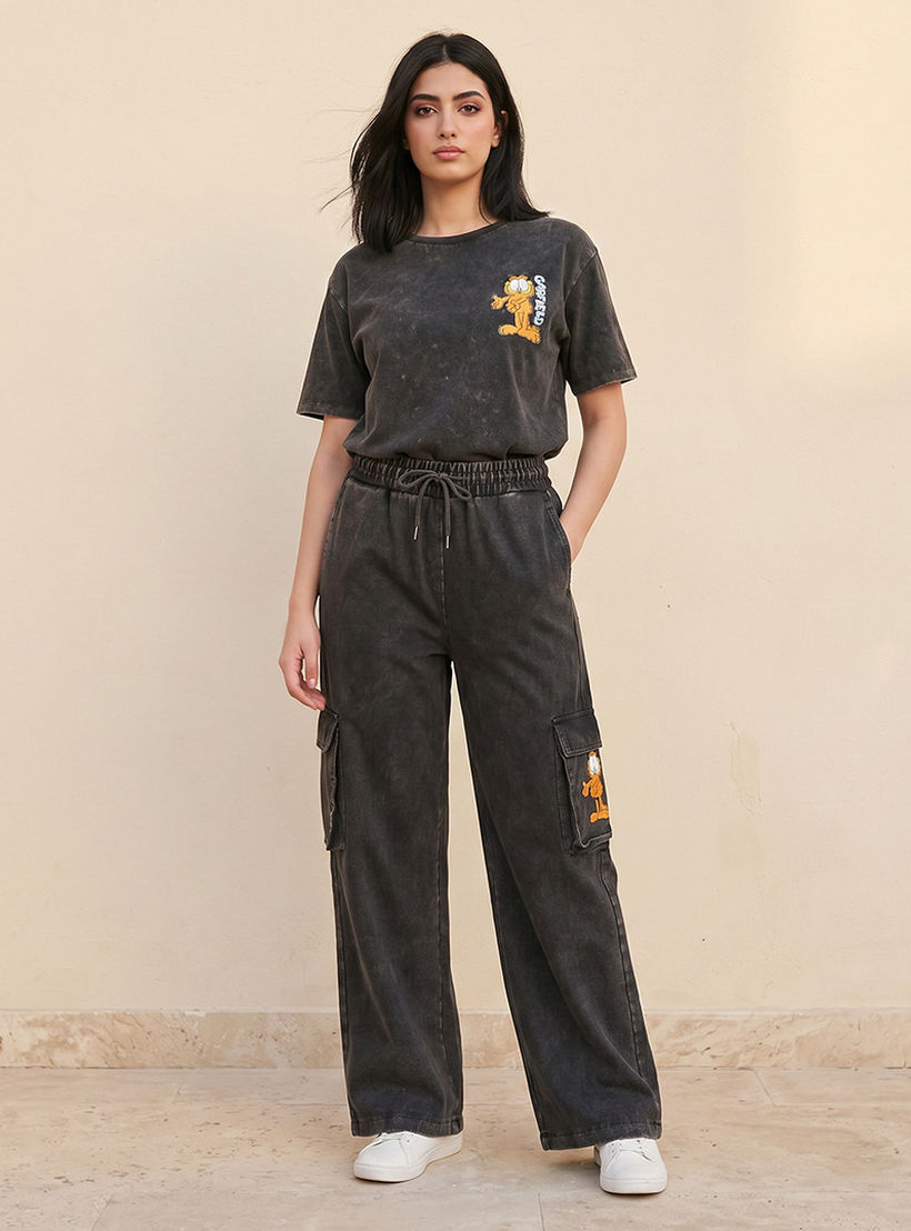 Garfield Regular Fit Cotton Cargo Pants Acid Wash-women-clothing-trousers-image-3