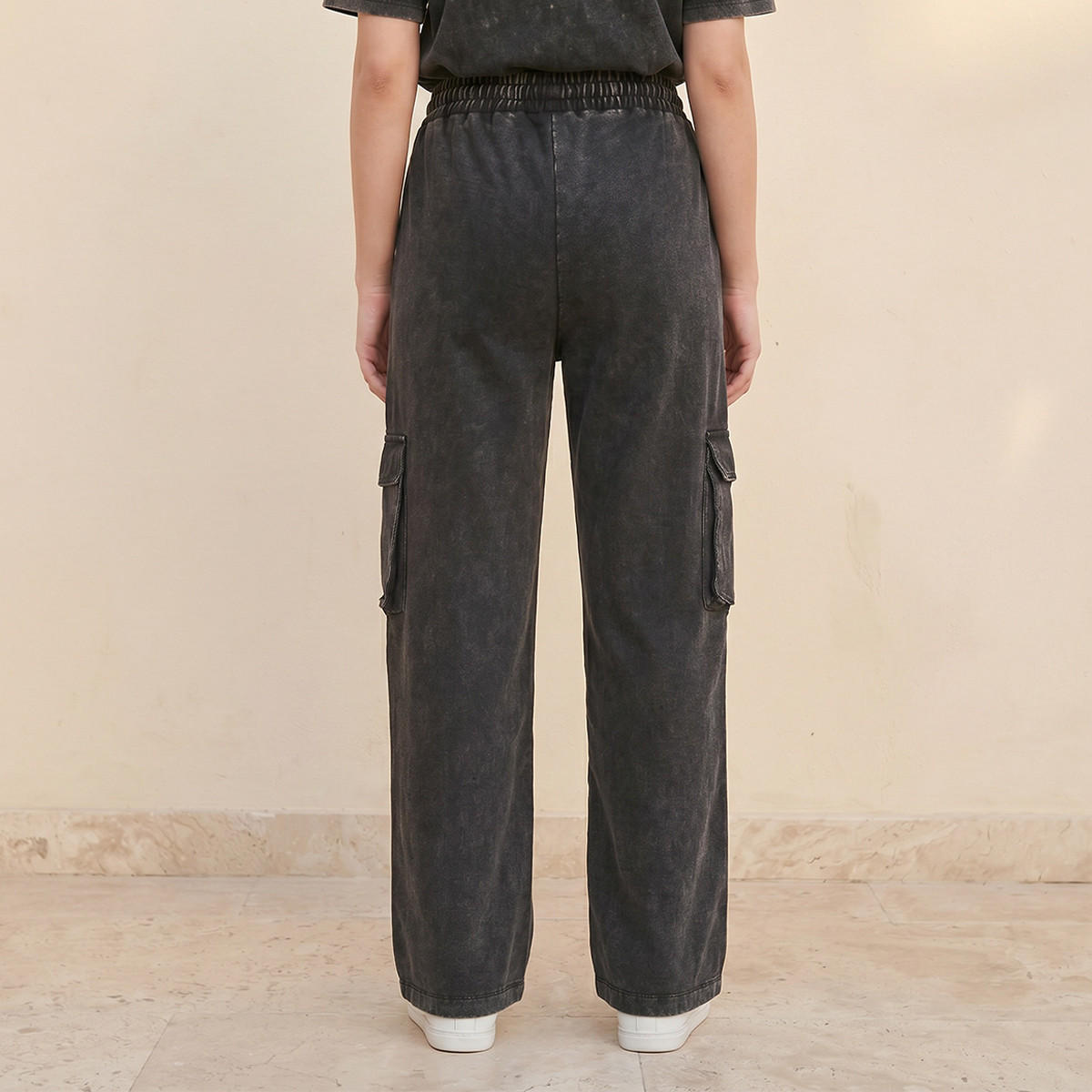 Garfield Regular Fit Cotton Cargo Pants Acid Wash-women-clothing-trousers-image-4