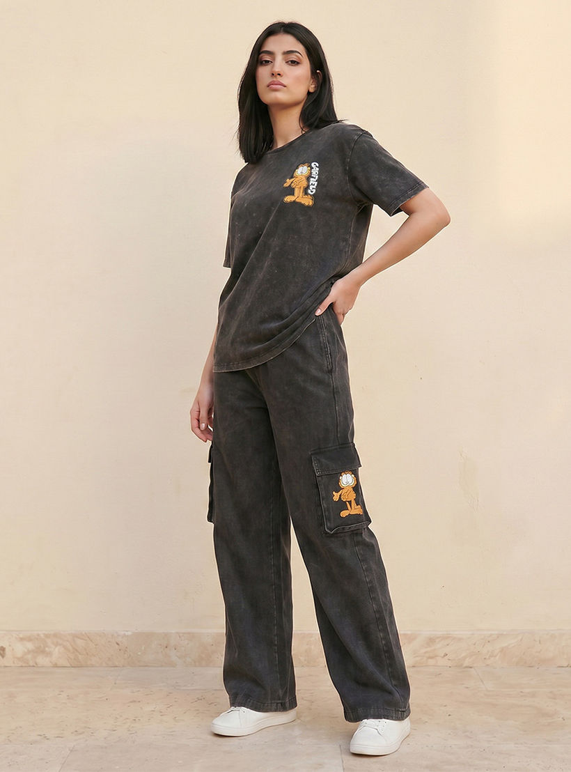 Garfield Regular Fit Cotton Cargo Pants Acid Wash-women-clothing-trousers-image-5