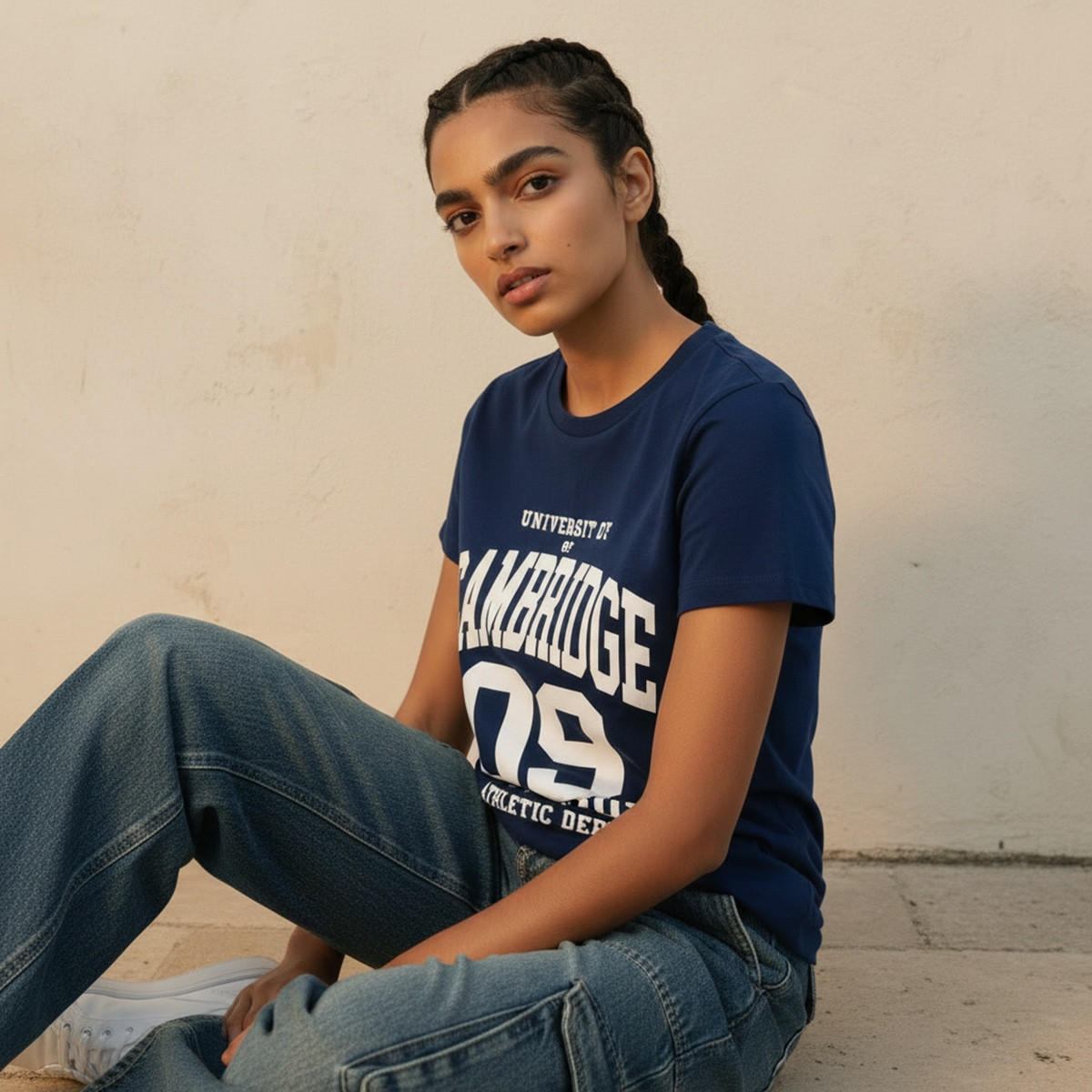 تيشيرت قطن بقصة عادية وطبعات كامبريدج-women-clothing-tshirts-image-5