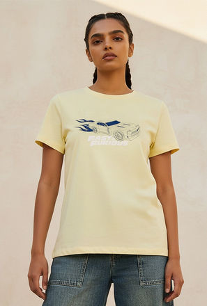 تيشيرت قطن فاست آند فيوريوس بياقة ضيقة-women-clothing-tshirts-image-1