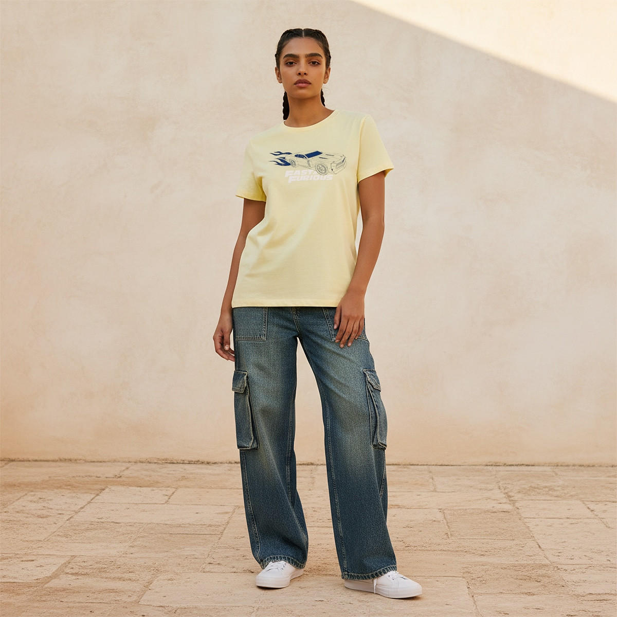 تيشيرت قطن فاست آند فيوريوس بياقة ضيقة-women-clothing-tshirts-image-3