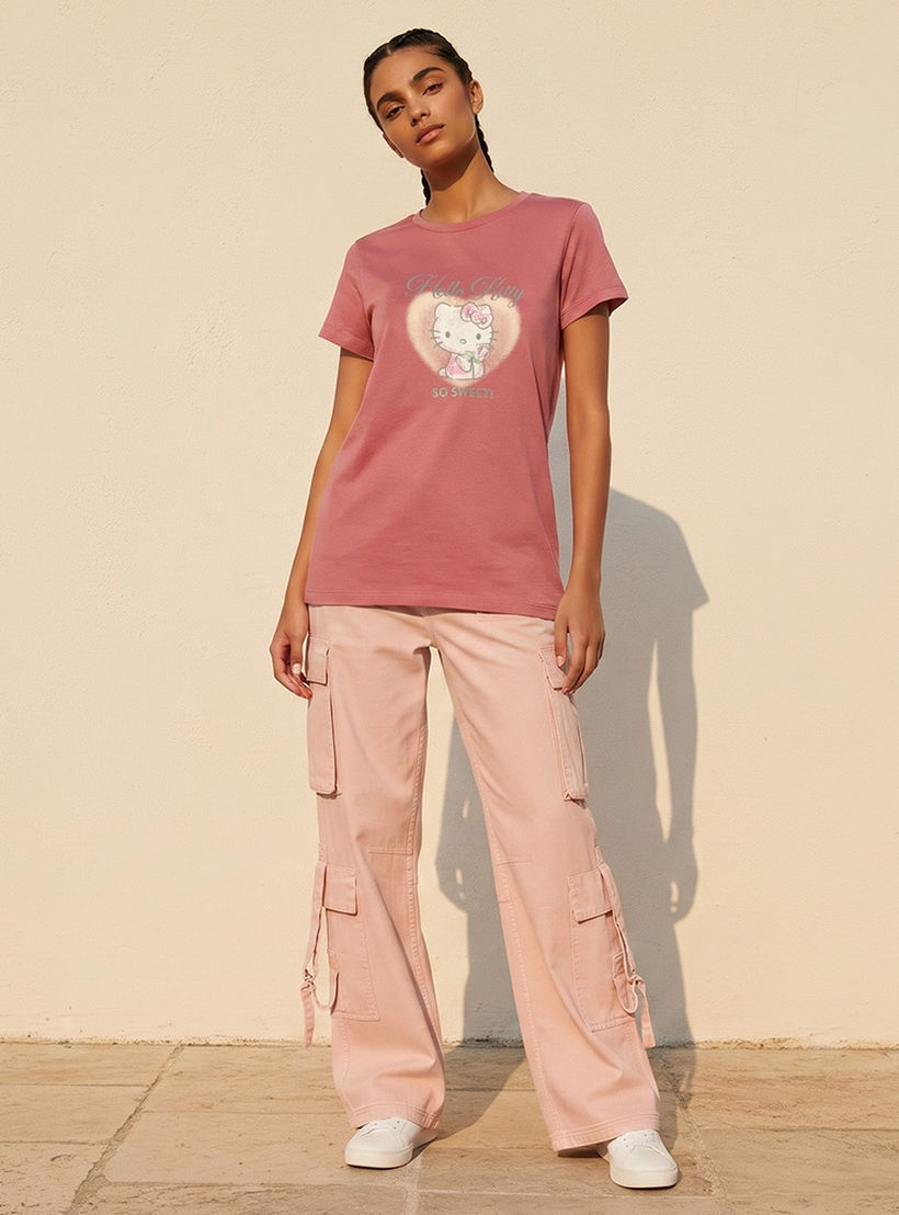 تيشيرت قطن بياقة ضيقة وطبعات هيلو كيتي-women-clothing-tshirts-image-3