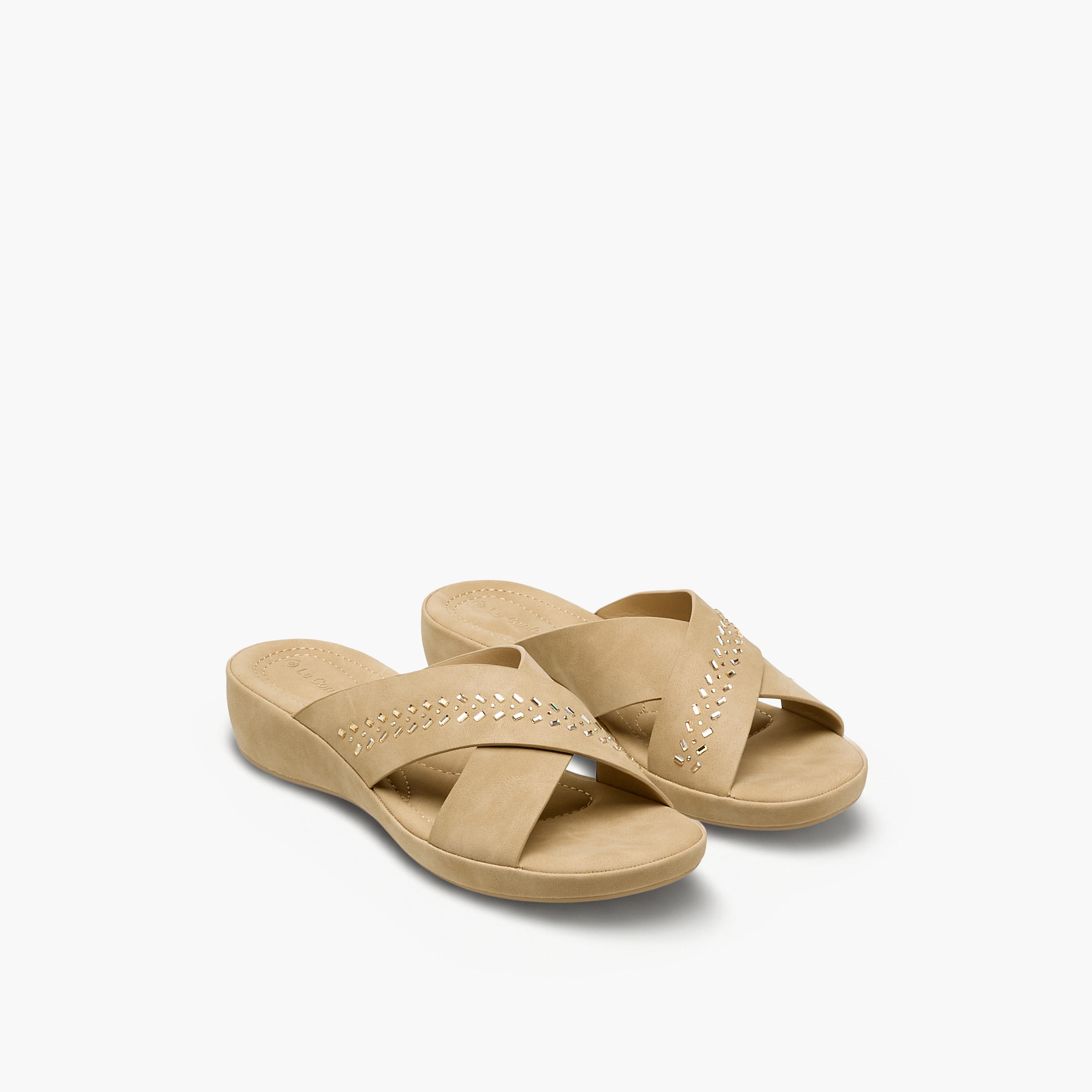 Le Confort Women Embellished Cross Strap Sandals-women-shoes-flats-sandals-image-1
