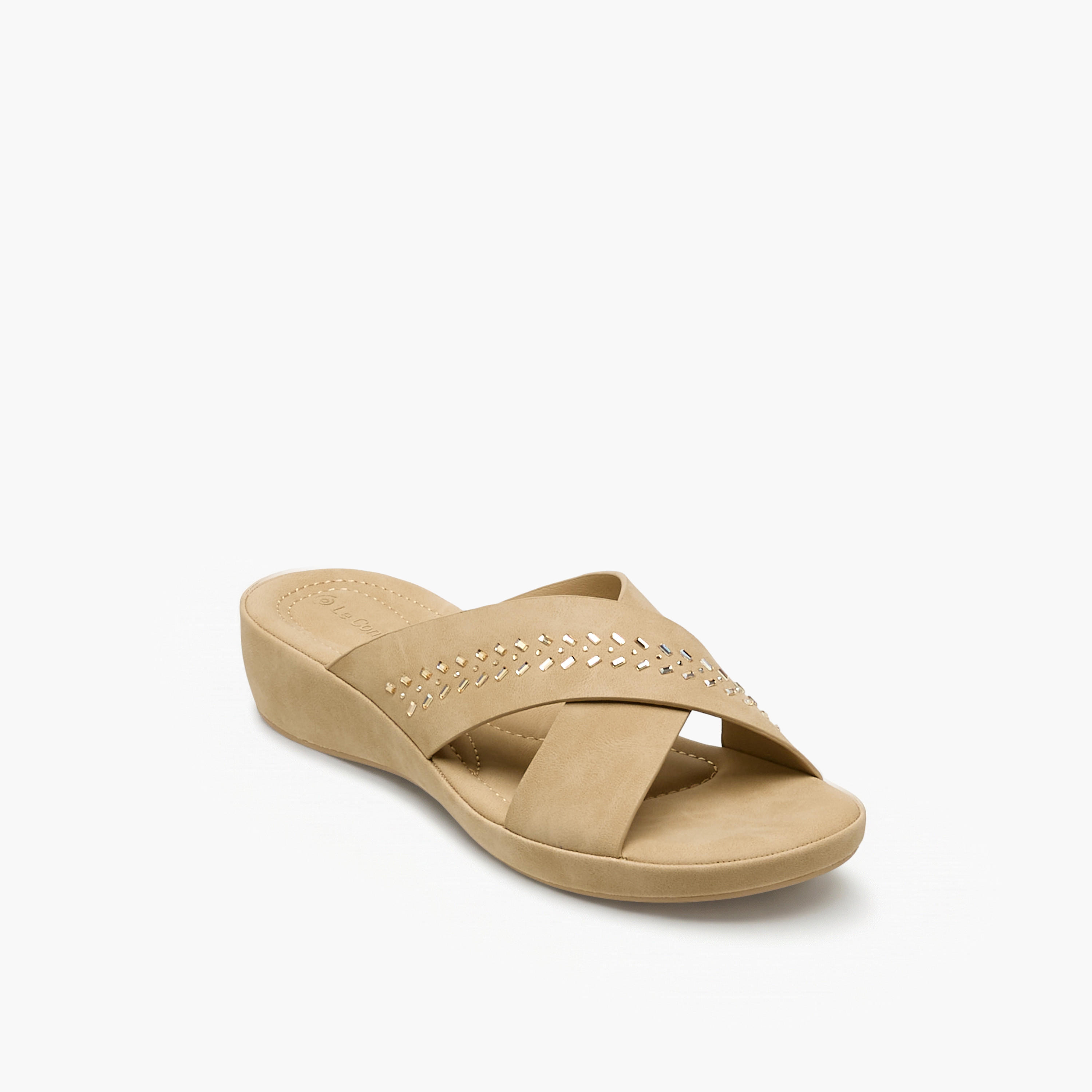 Le Confort Women Embellished Cross Strap Sandals-women-shoes-flats-sandals-image-2