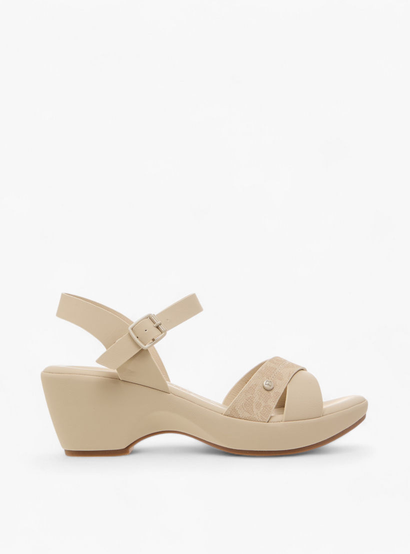 صندل بأحزمة متقاطعة بارز الملمس وبكعب سميك وإغلاق بإبزيم من فلورا بيلا-women-shoes-sandals-heeled-image-3