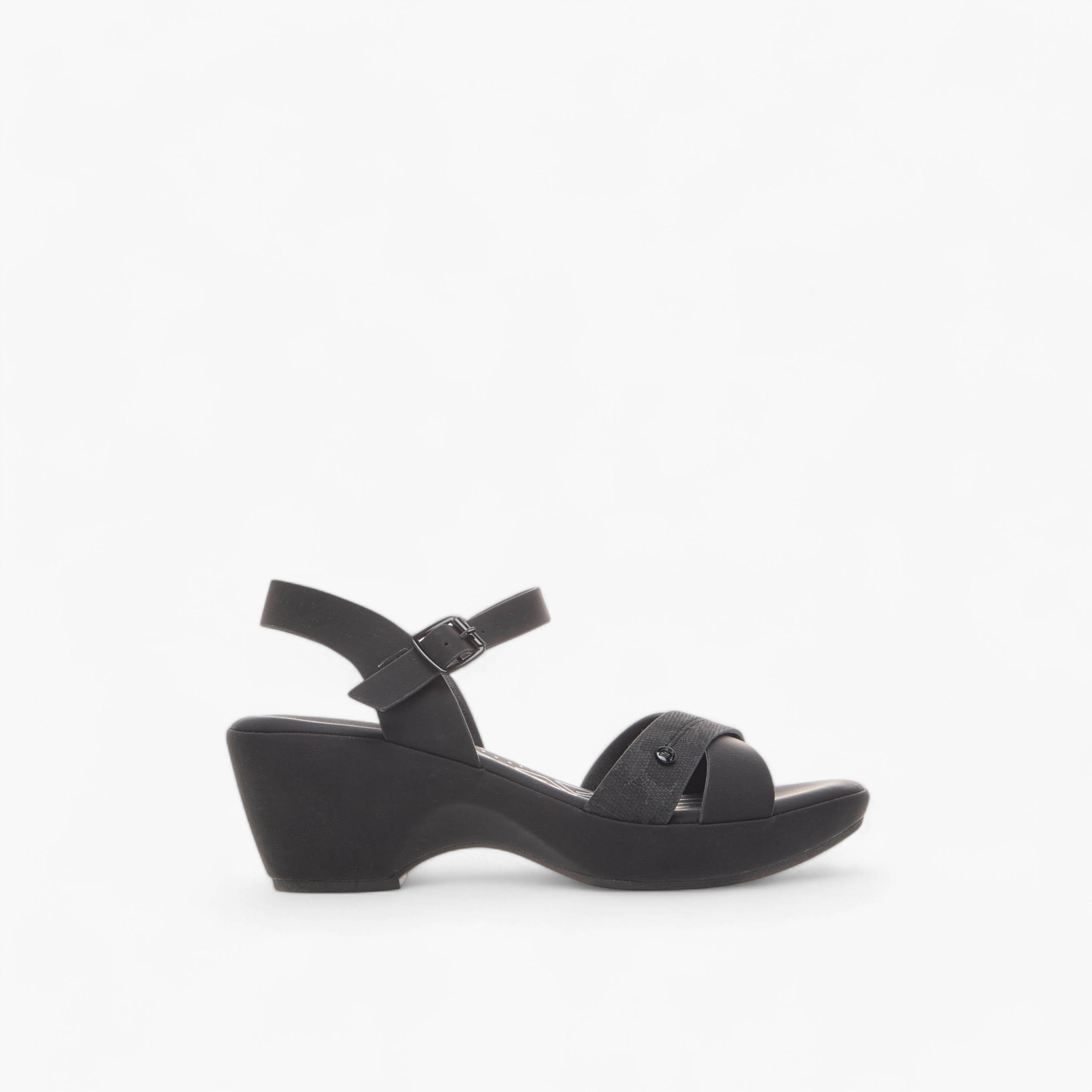 Flora Bella Textured Cross Strap Sandals with Block Heels and Buckle Closure-women-shoes-sandals-heeled-image-4