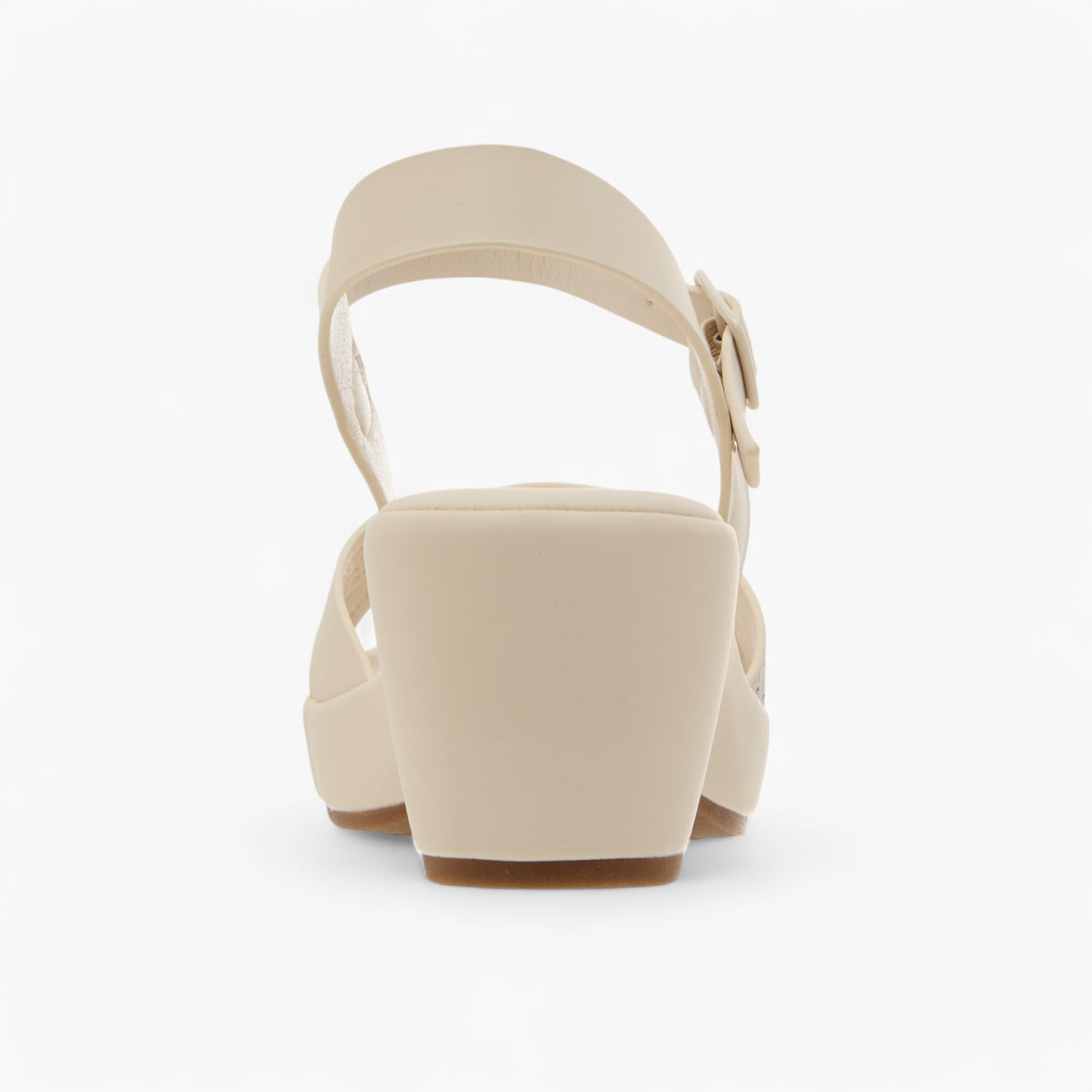 Flora Bella Monogram Print Cross Strap Comfort Sandals with Block Heels and Buckle Closure-women-shoes-sandals-heeled-image-5