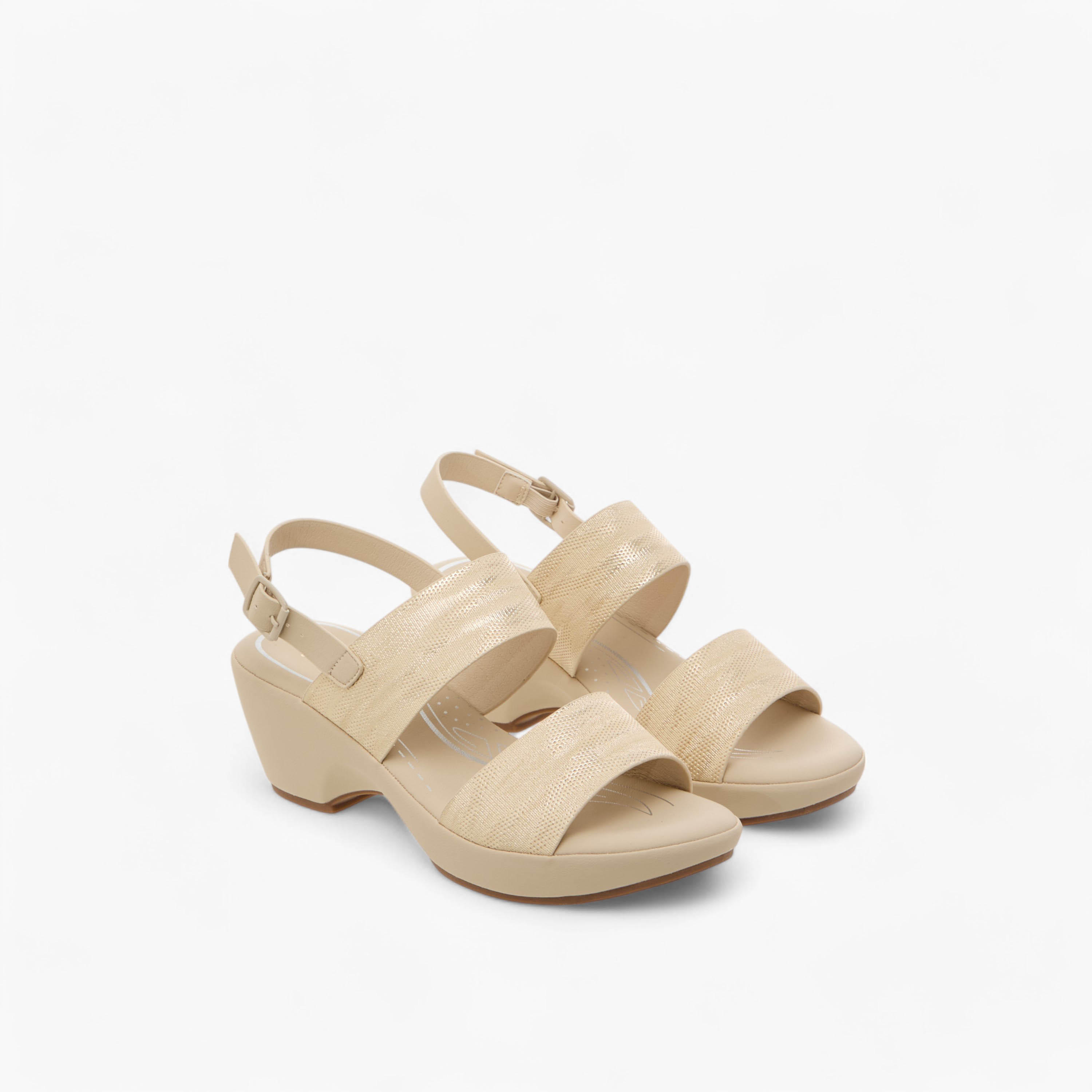 Flora Bella Textured Comfort Sandals with Block Heels and Buckle Closure-women-shoes-sandals-heeled-image-2