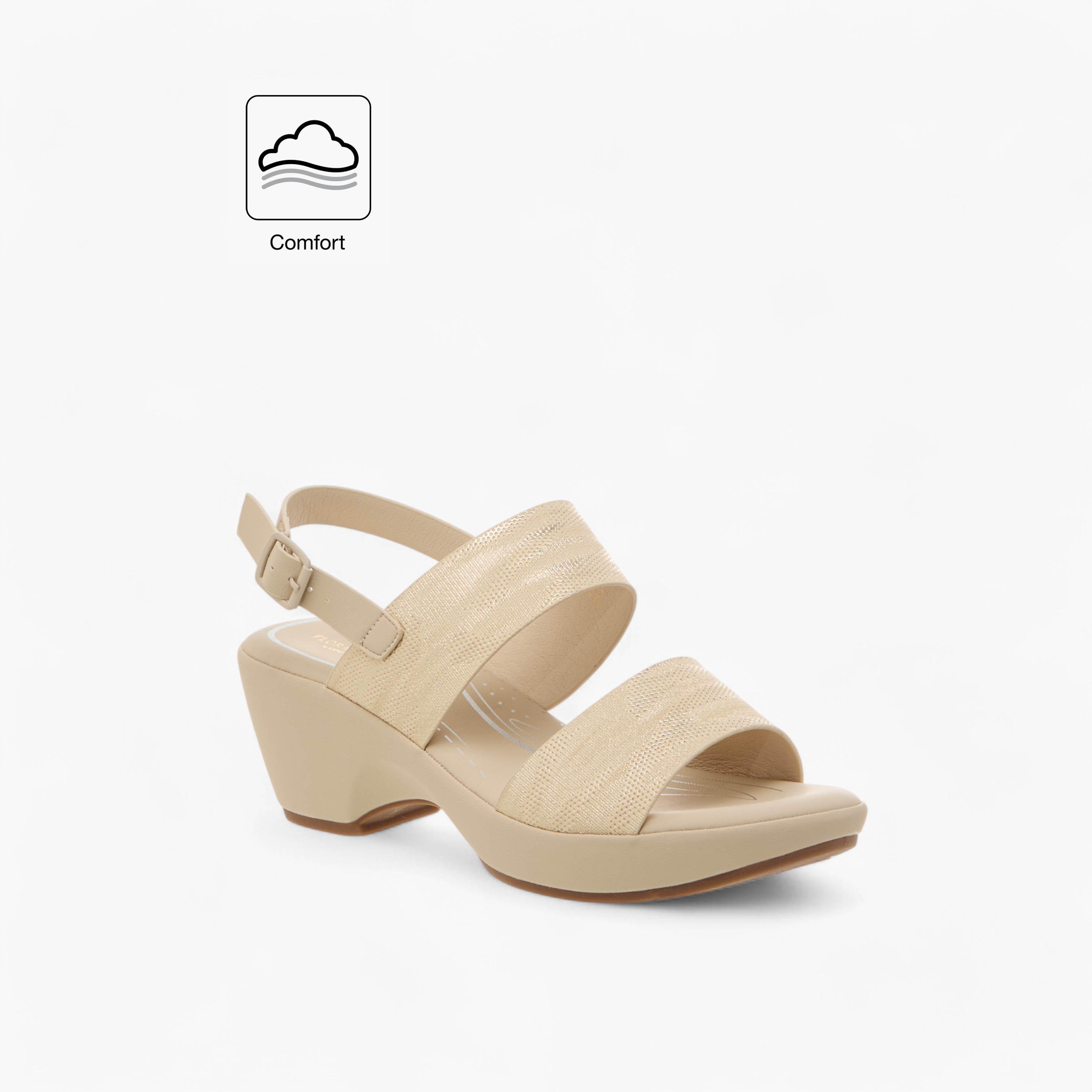 Flora Bella Textured Comfort Sandals with Block Heels and Buckle Closure-women-shoes-sandals-heeled-image-3