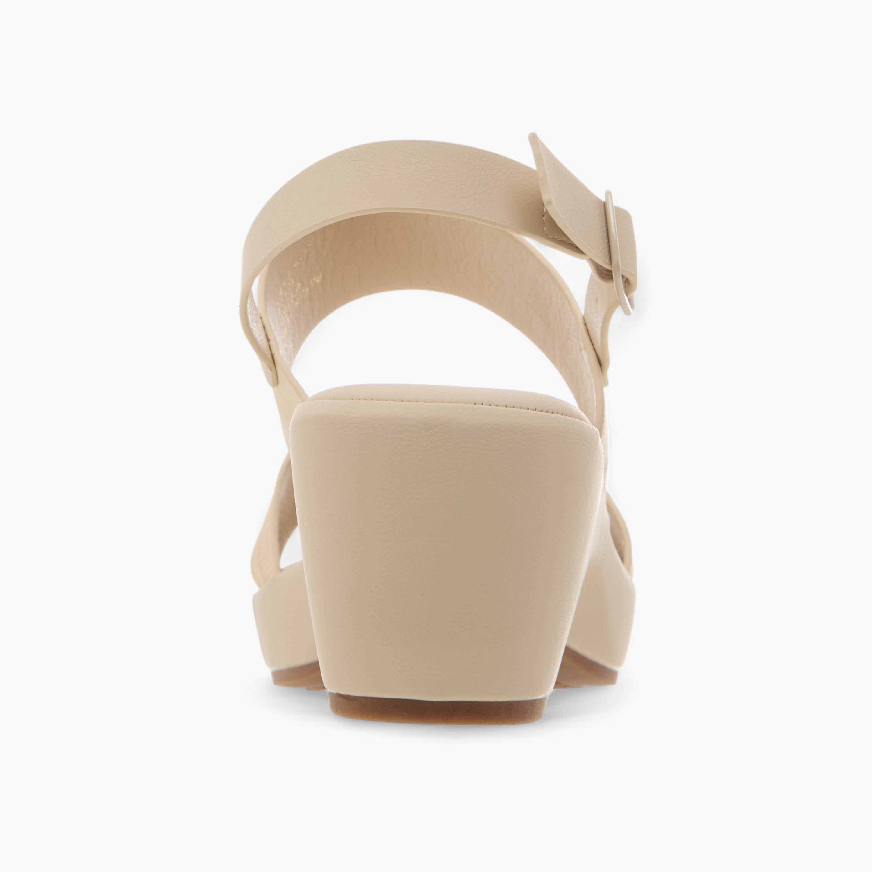 Flora Bella Textured Comfort Sandals with Block Heels and Buckle Closure-women-shoes-sandals-heeled-image-1