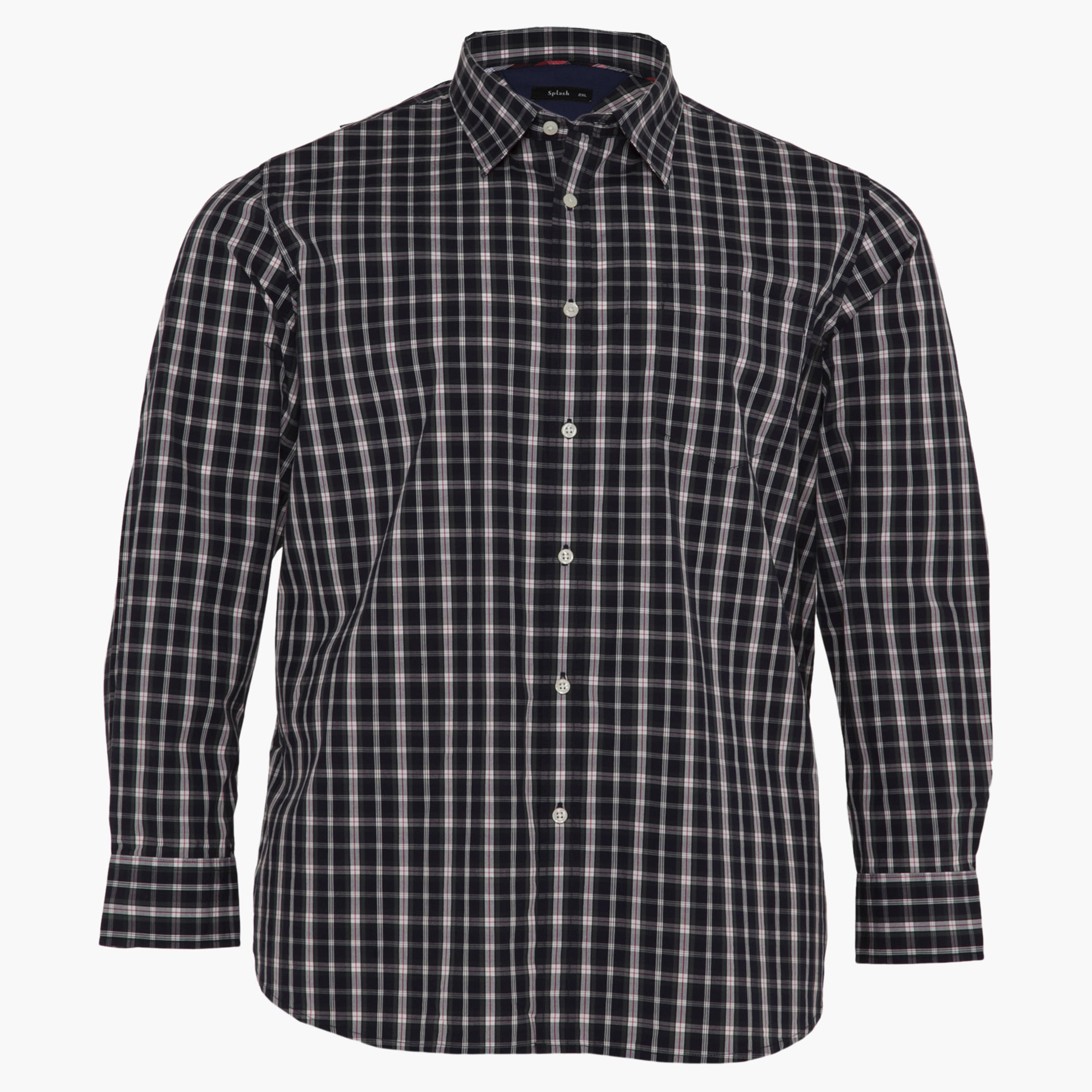 Plus Size Cotton Casual Checked Shirt with Long Sleeves-men-clothing-shirts-image-1
