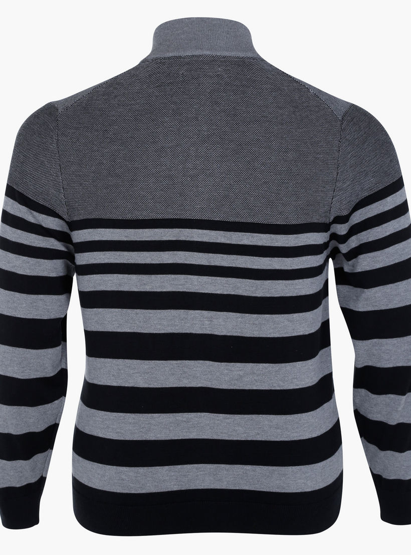 Plus Size Zippered Turtle Neck Sweater with Long Sleeves-men-clothing-sweatersandpullovers-image-2