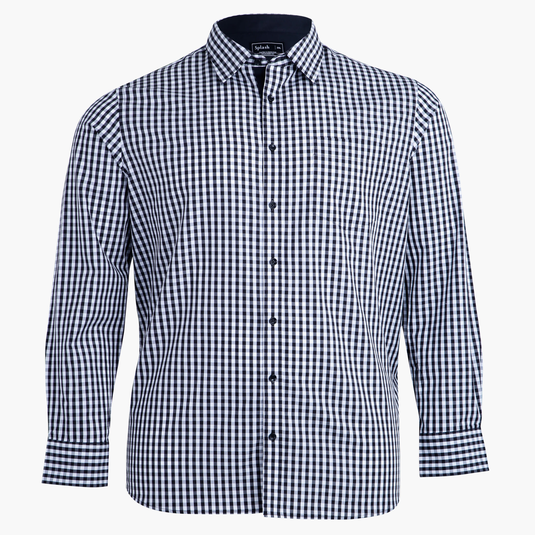 Chequered Shirt with Spread Collar and Long Sleeves-men-clothing-shirts-image-1