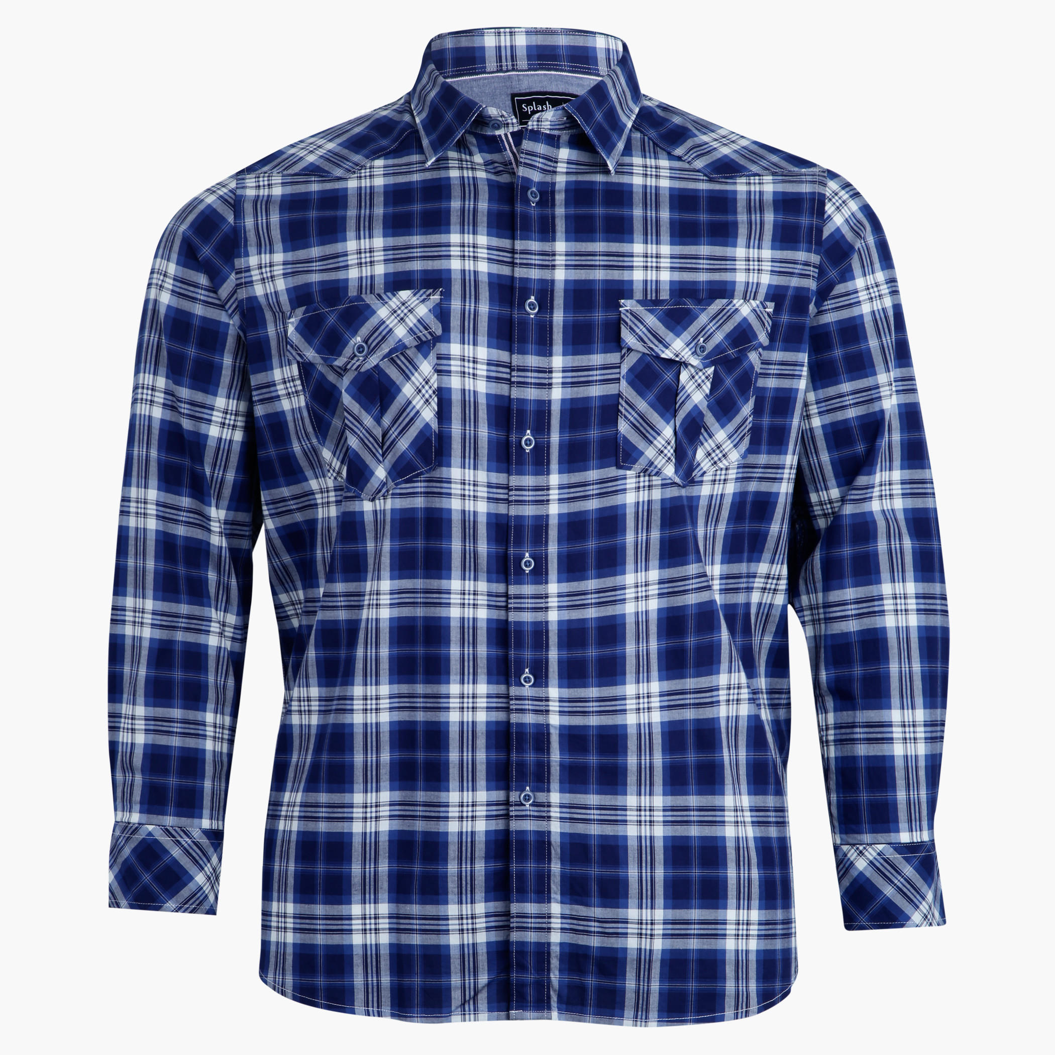 Chequered Shirt with Spread Collar and Long Sleeves-men-clothing-shirts-image-1