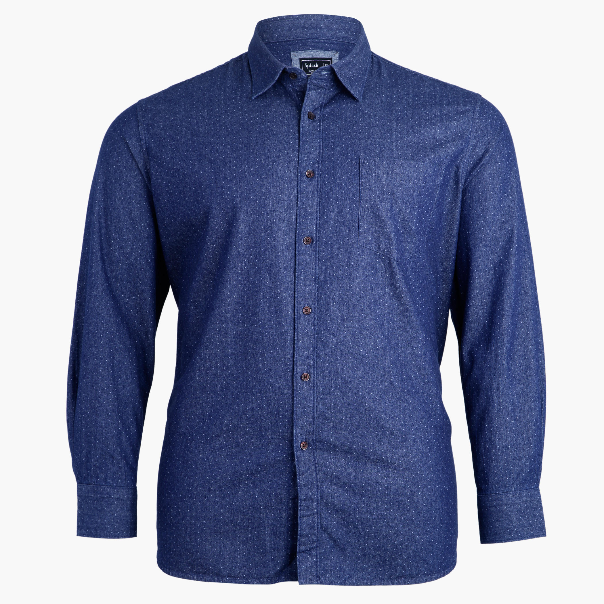 Printed Shirt with Spread Collar and Long Sleeves-men-clothing-shirts-image-1