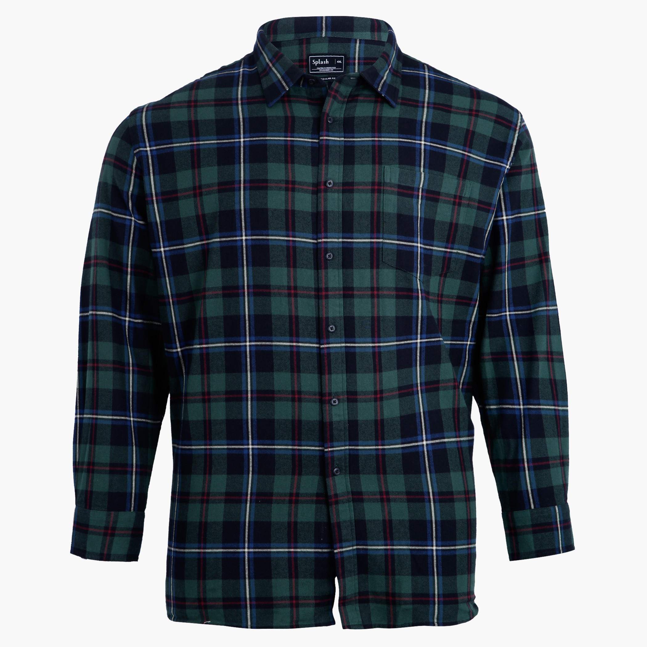 Chequered Shirt with Spread Collar and Long Sleeves-men-clothing-shirts-image-3