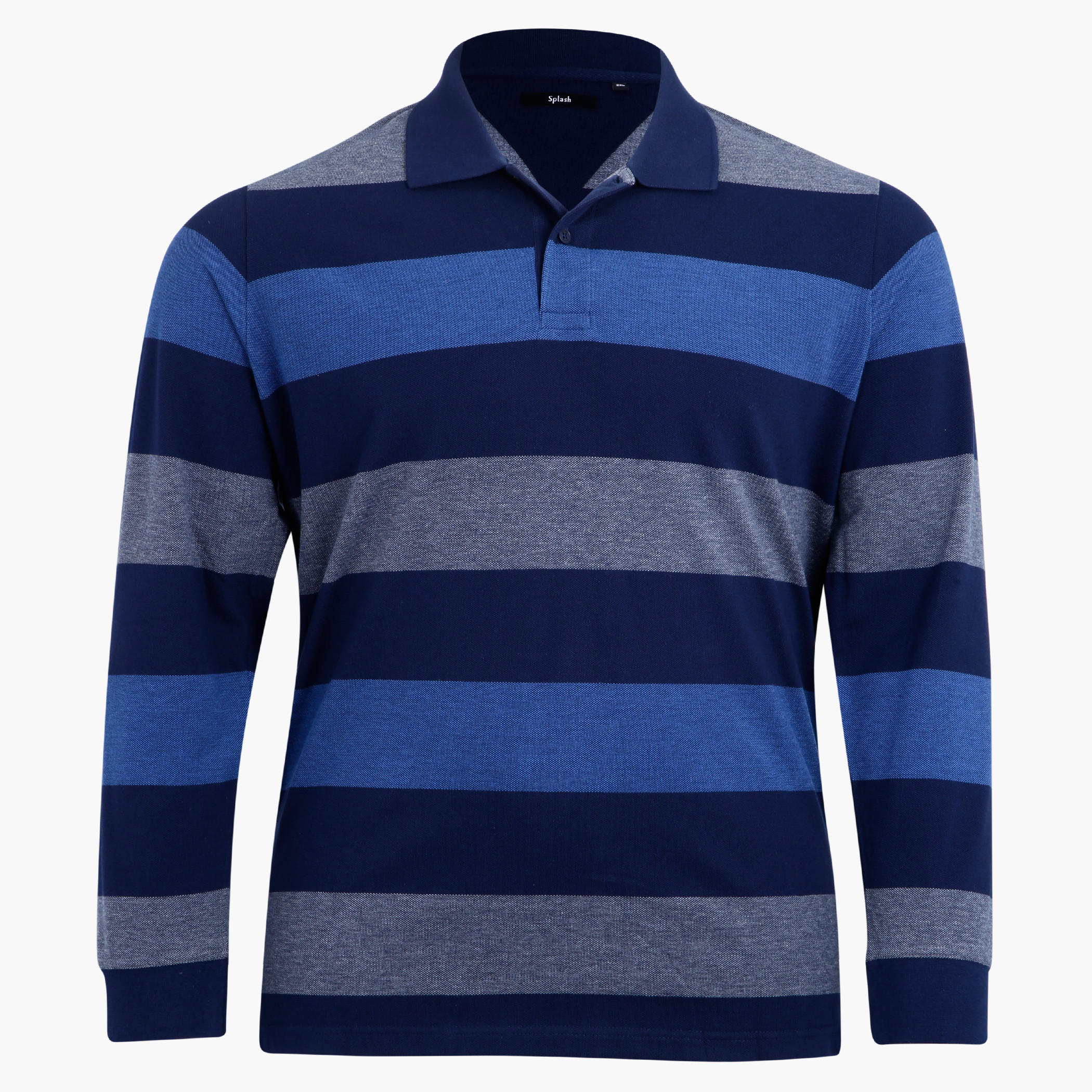 Striped Polo Neck T-Shirt with Long Sleeves-men-clothing-tshirtsandpolos-tshirts-image-1