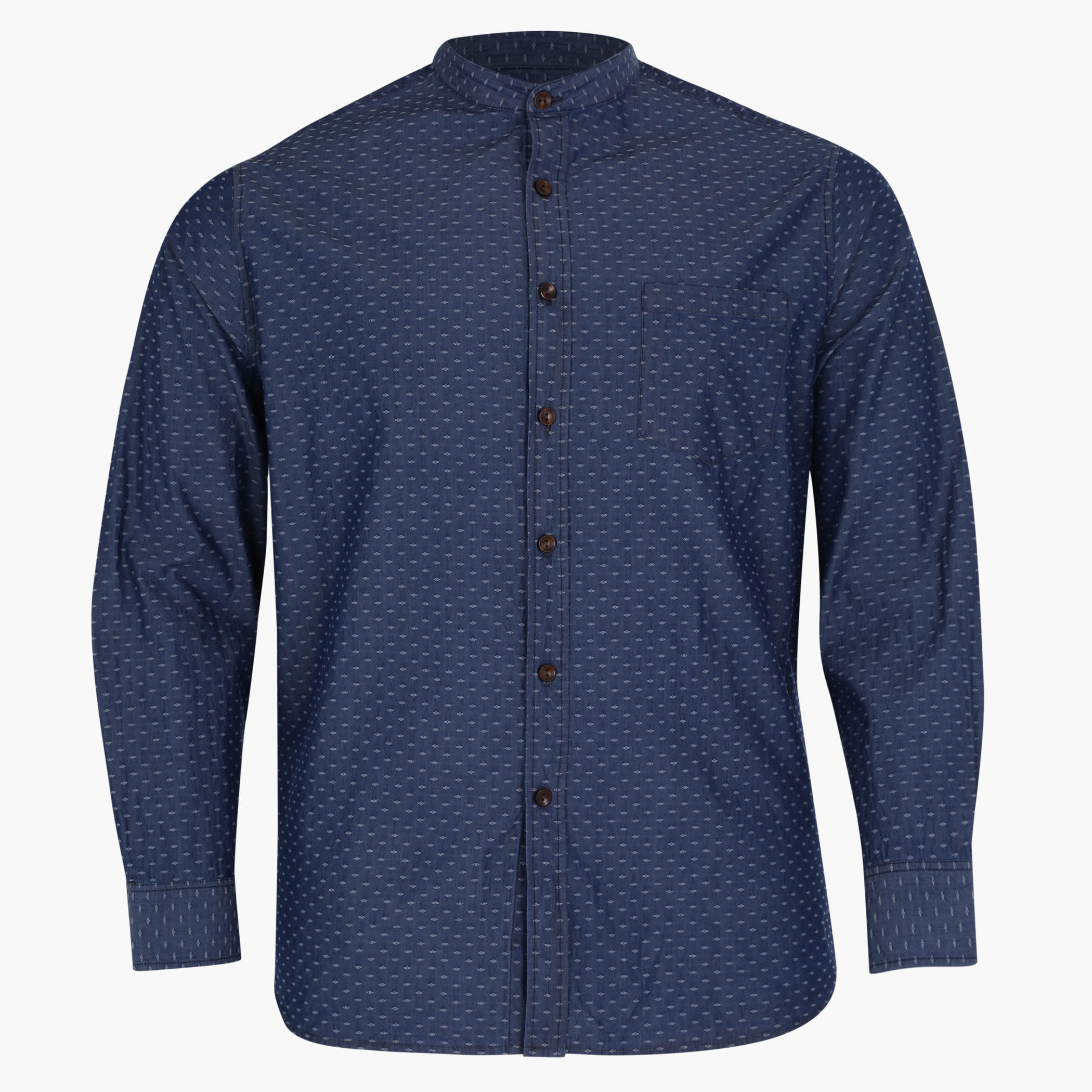 Printed Shirt with Mandarin Collar and Long Sleeves-men-clothing-shirts-image-1