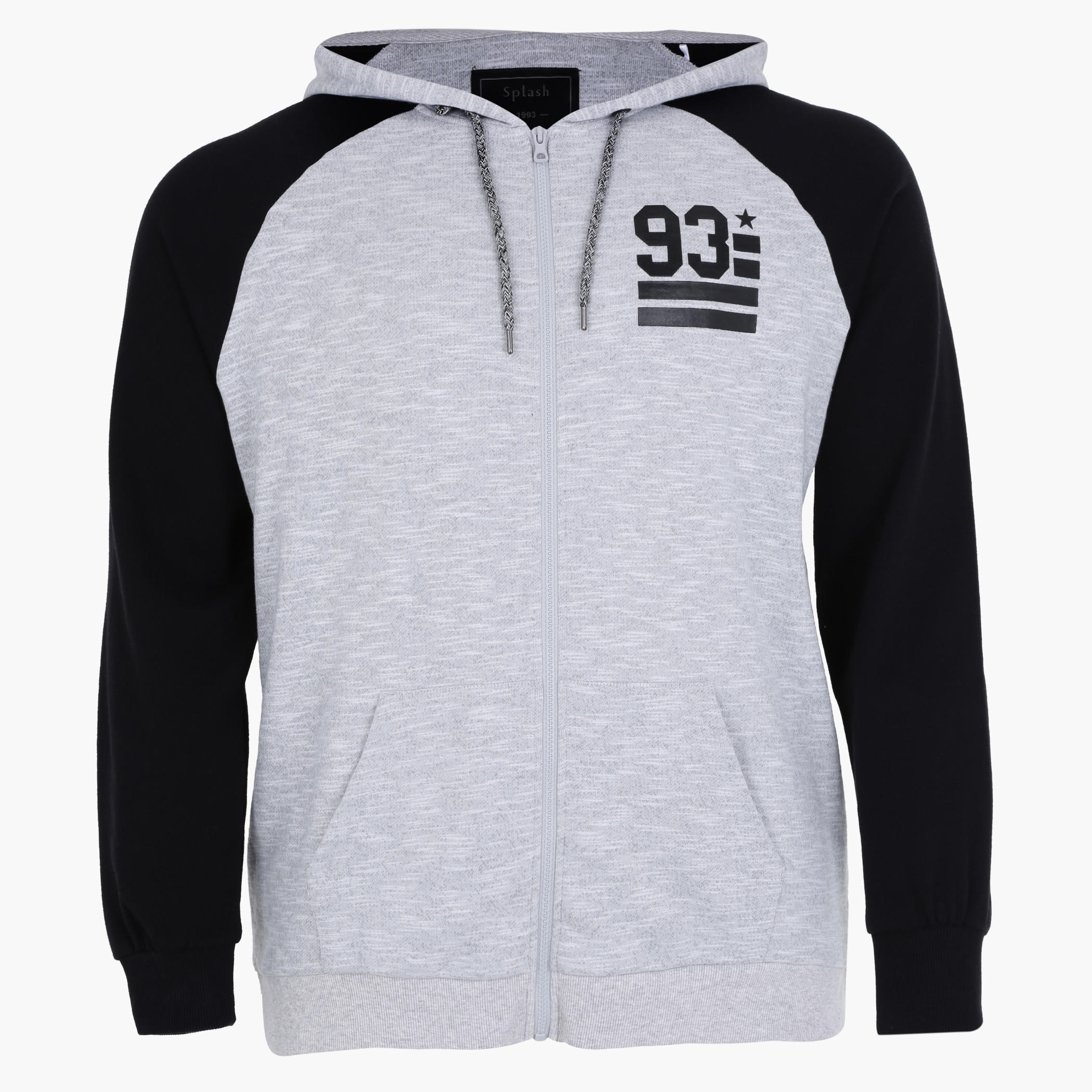 Printed Melange Sweatshirt with Hood and Long Sleeves-men-winterwear-hoodiesandsweatshirts-image-1