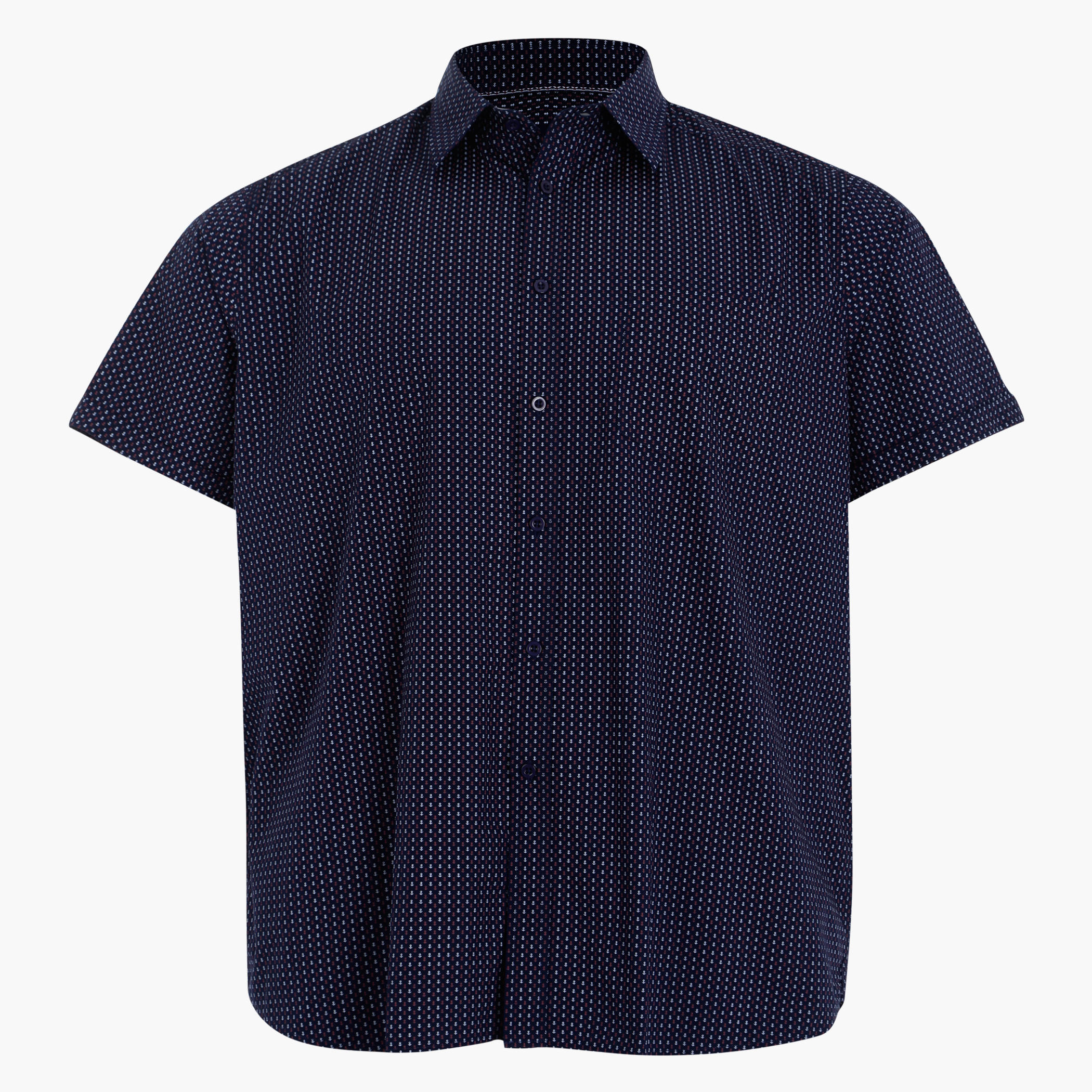Printed Shirt with Short Sleeves and Patch Pocket-men-clothing-shirts-image-1