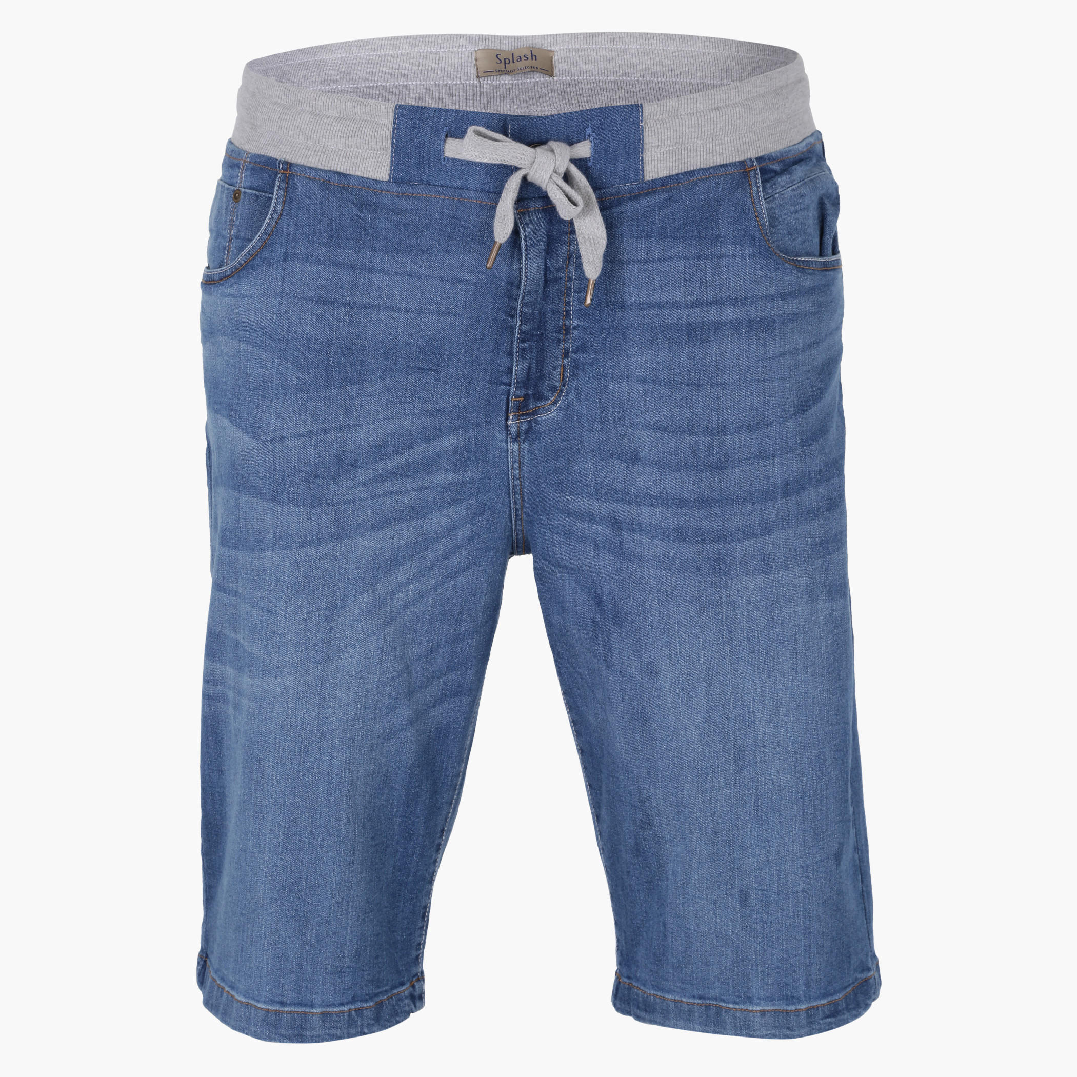 Knee Length Shorts with Elasticated Drawstring-men-clothing-bottoms-jeans-image-1