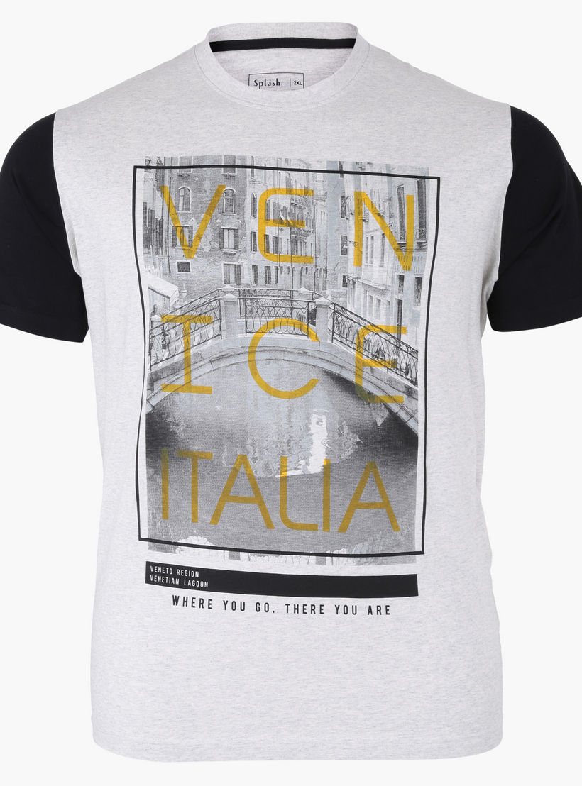 Printed Round Neck T-Shirt with Short Sleeves-men-clothing-tshirtsandpolos-tshirts-image-1