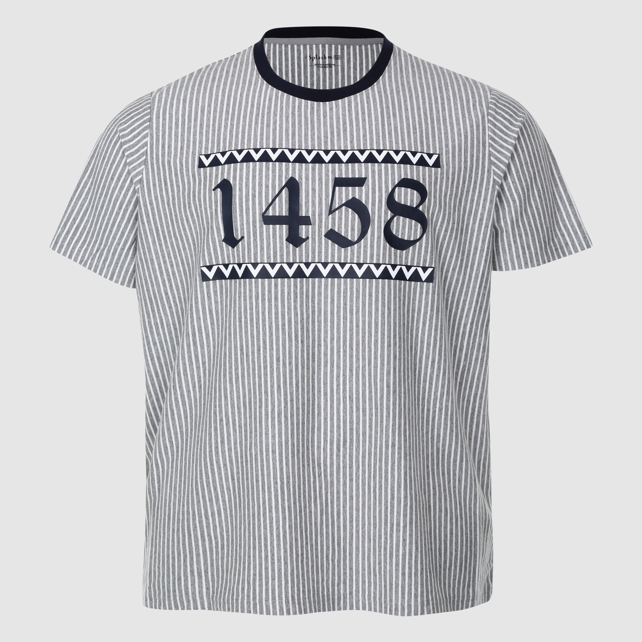 تيشيرت مقلّم بياقة ضيّقة وأكمام قصيرة-men-clothing-tshirtsandpolos-tshirts-image-1