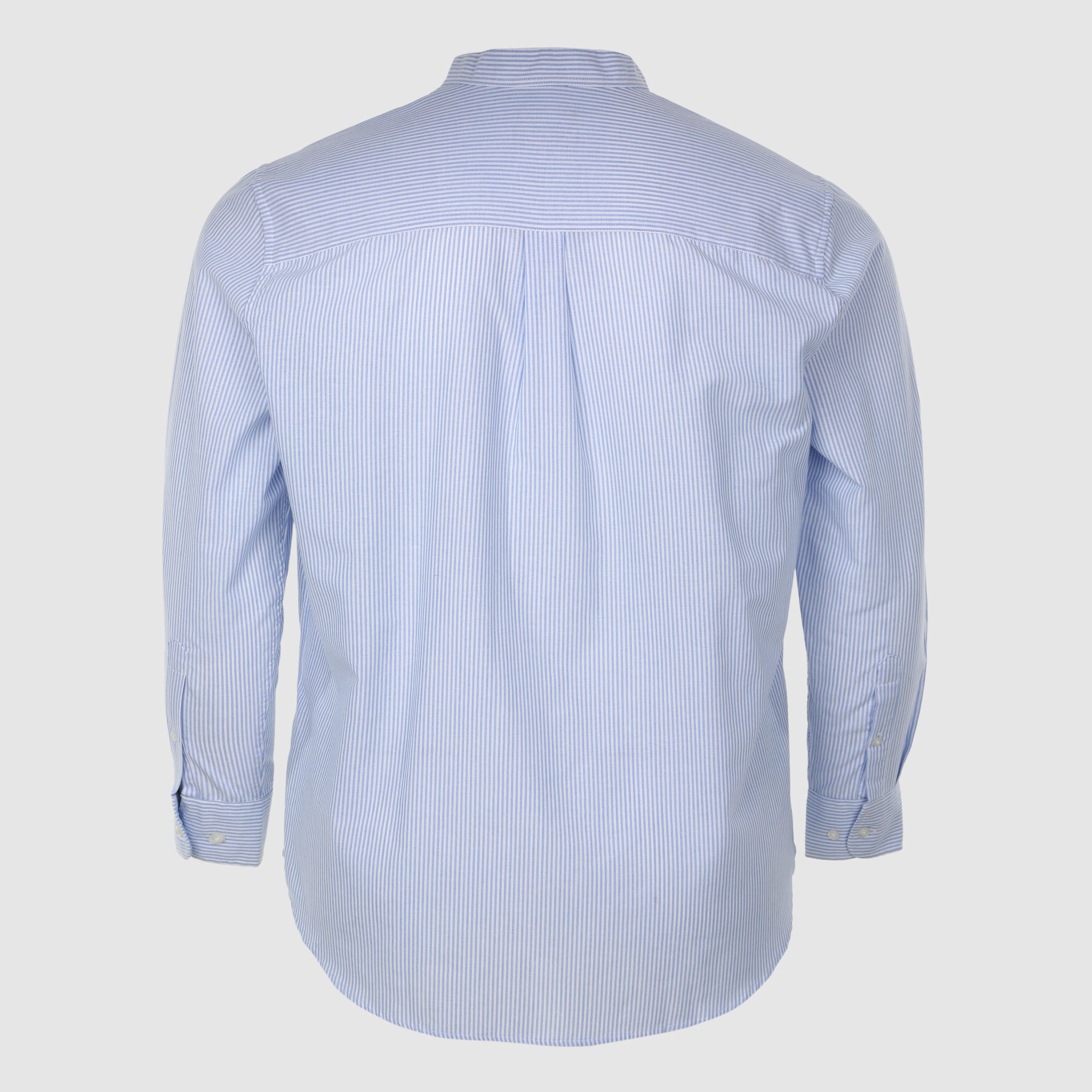 Striped Mandarin Collar Shirt with Long Sleeves and Complete Placket-men-clothing-shirts-image-2