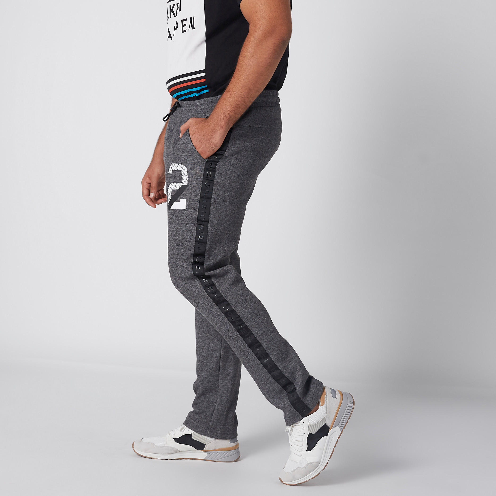 بنطال رياضي ميلانج طويل برباط وجيوب-men-clothing-bottoms-joggers-image-4