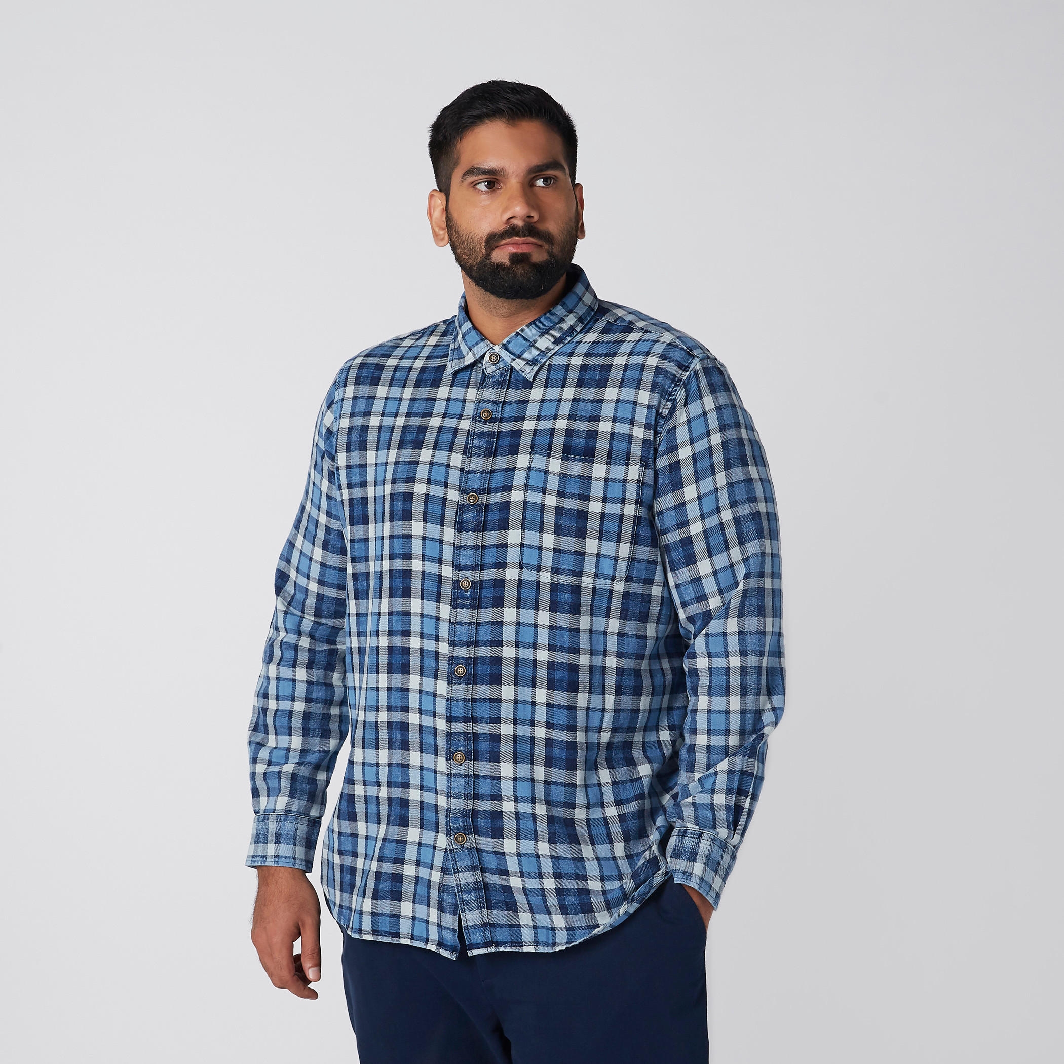 قميص كاروهات بأكمام طويلة وأزرار-men-clothing-shirts-image-1