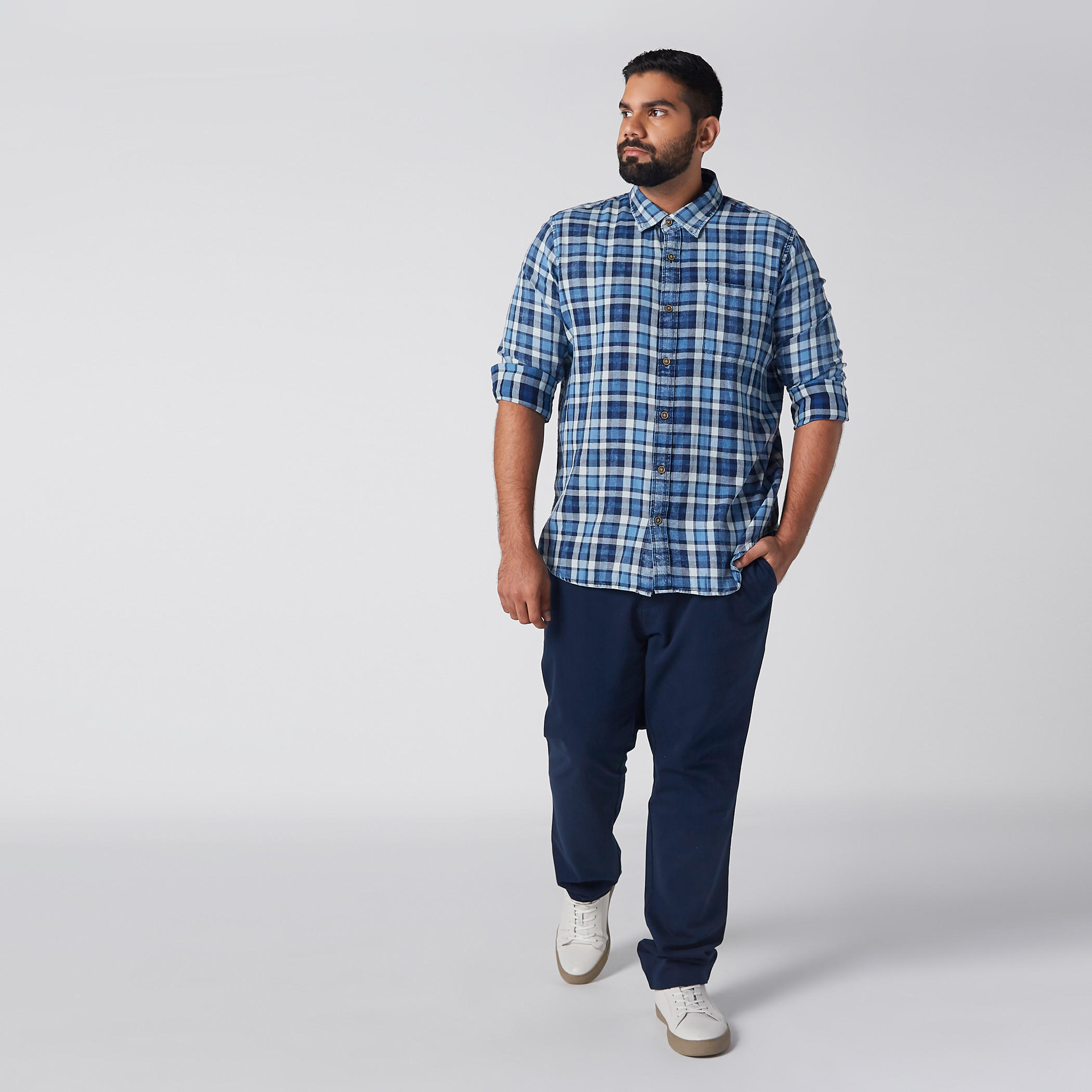 قميص كاروهات بأكمام طويلة وأزرار-men-clothing-shirts-image-2
