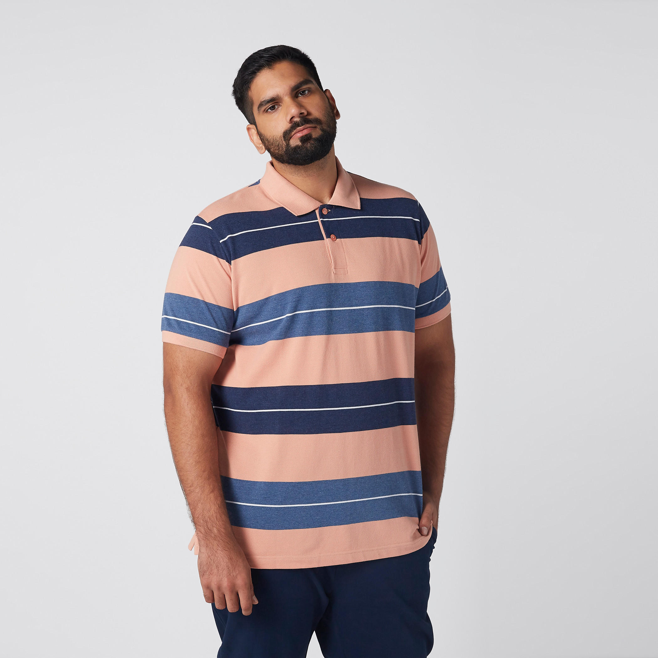 تيشيرت مقلّم بياقة بولو وأكمام قصيرة-men-clothing-tshirtsandpolos-polos-image-1